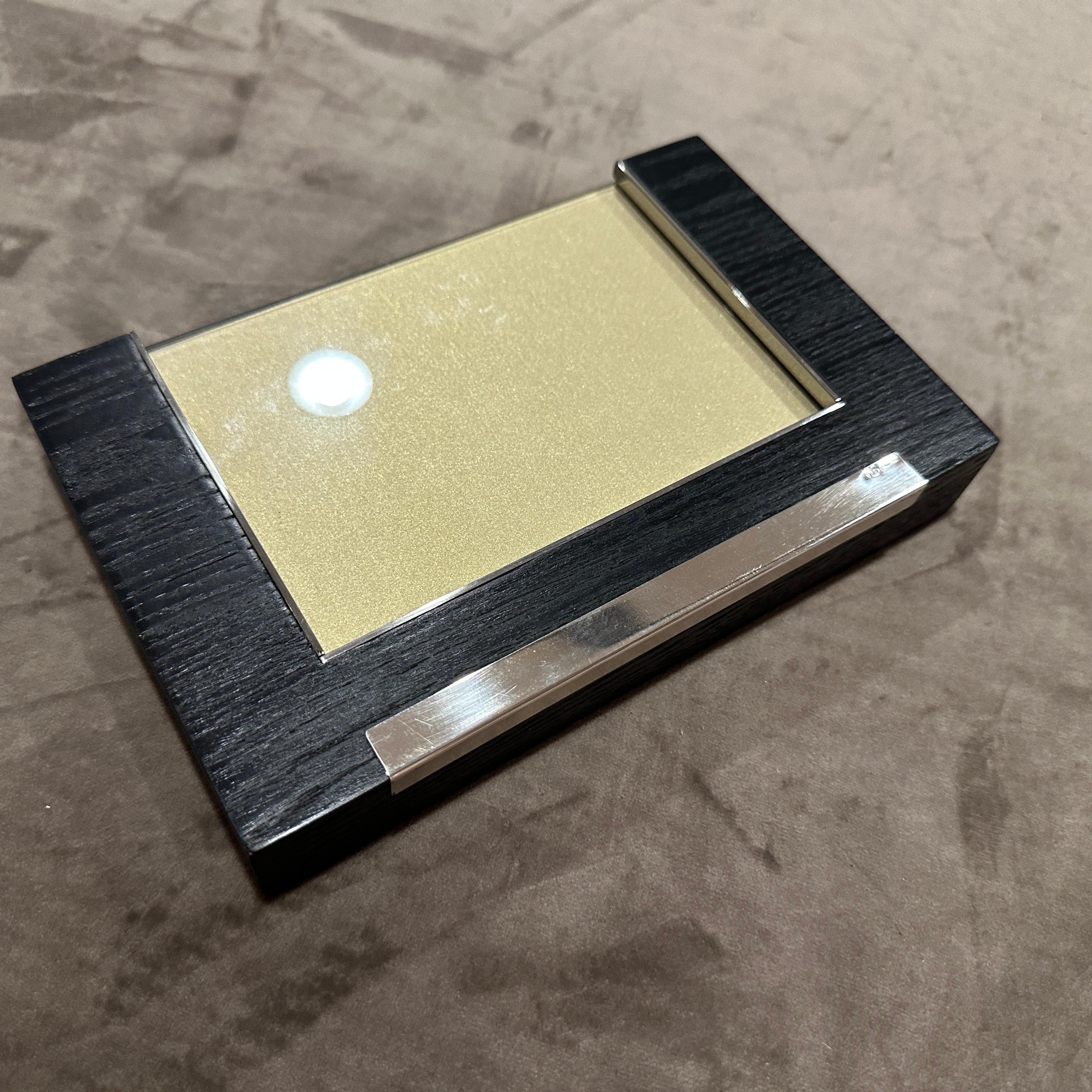 1980s Modern Sterling Silver and Ebonized Wood Picture Frame by Silvan (20. Jahrhundert) im Angebot