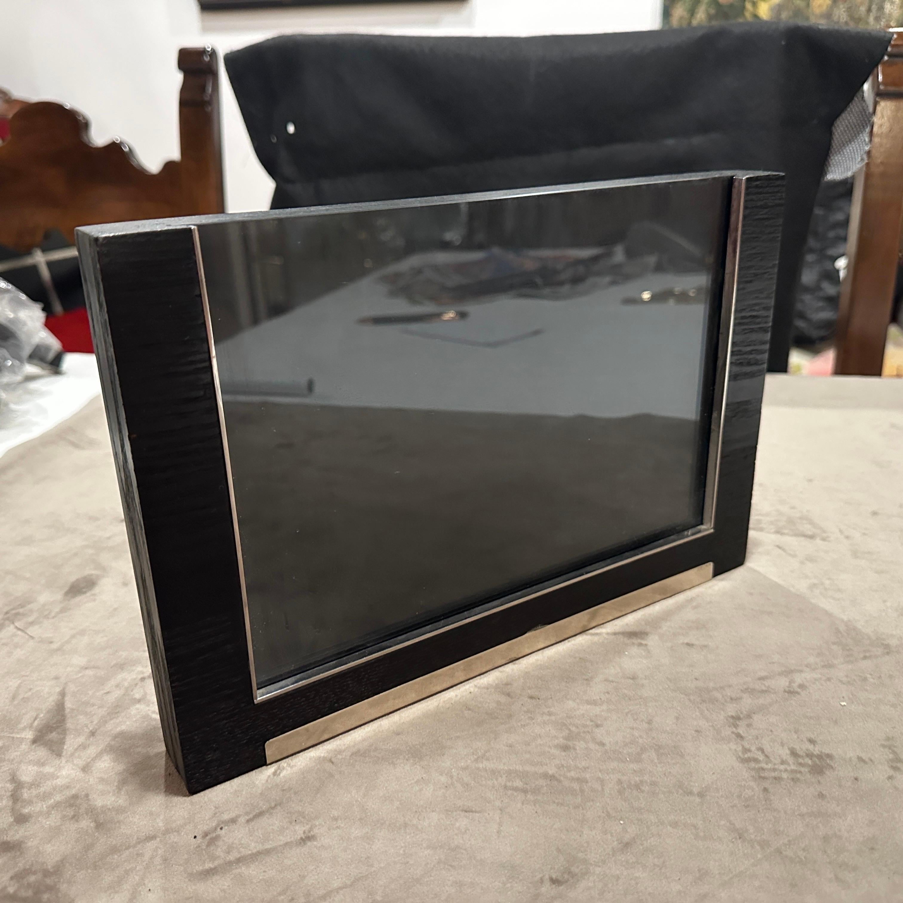 Cornice moderna degli anni '80 in argento sterling e legno ebanizzato di Silvan in vendita 1