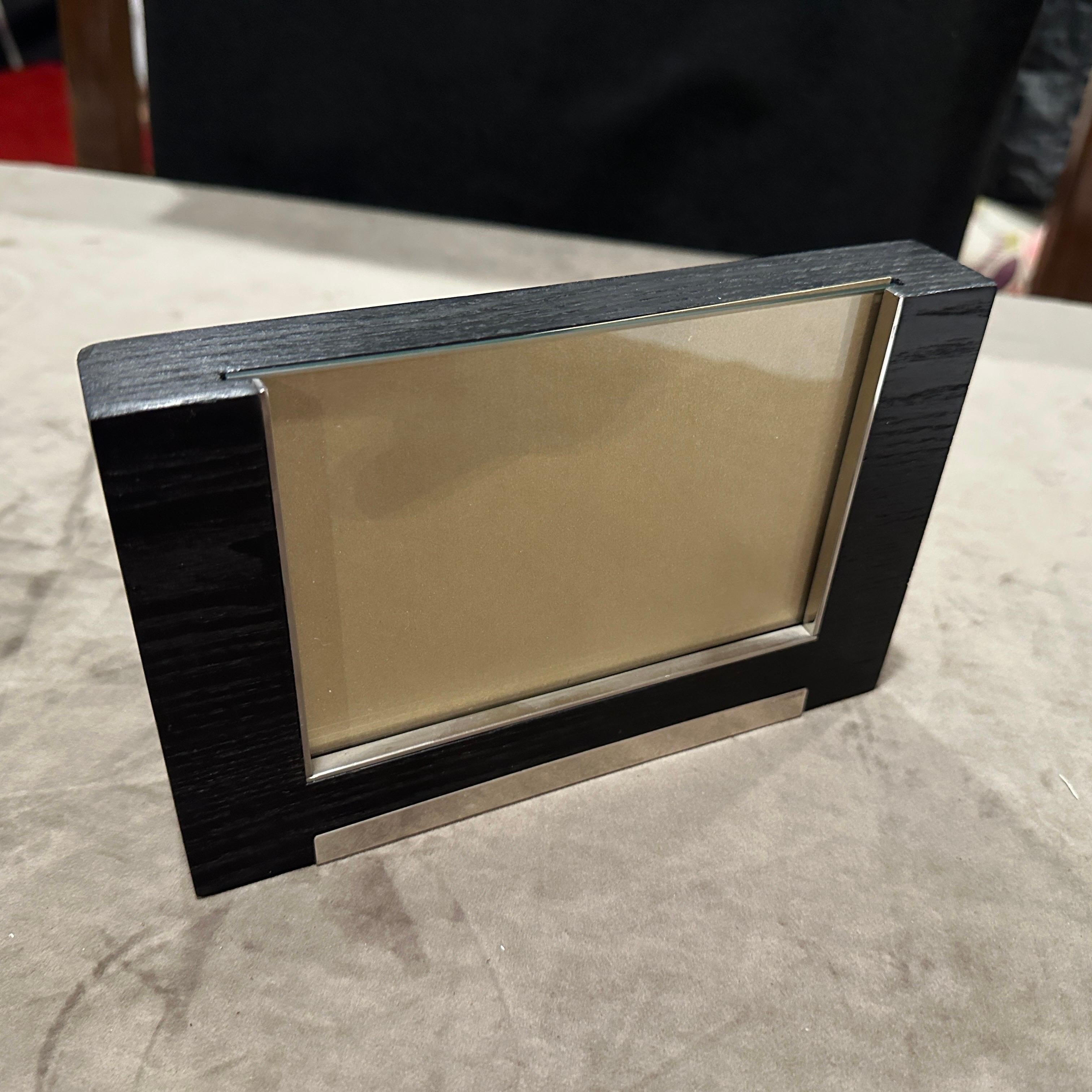 1980s Modern Sterling Silver and Ebonized Wood Picture Frame by Silvan (Sterlingsilber) im Angebot