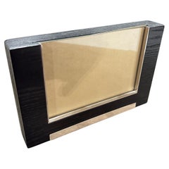 1980s Modern Sterling Silver and Ebonized Wood Picture Frame by Silvan