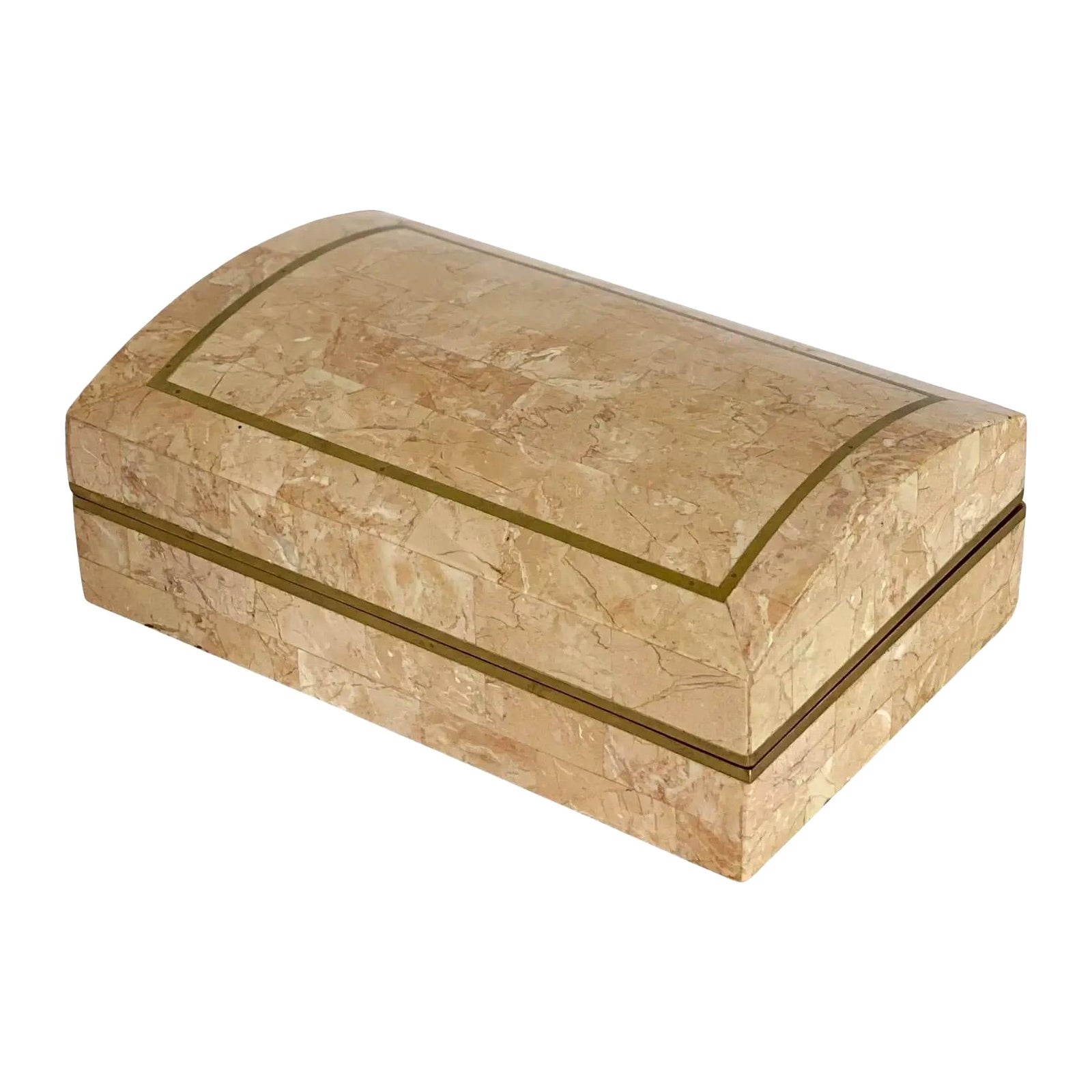 1980s Modern Tessellated Stone Rectangular Lidded Box