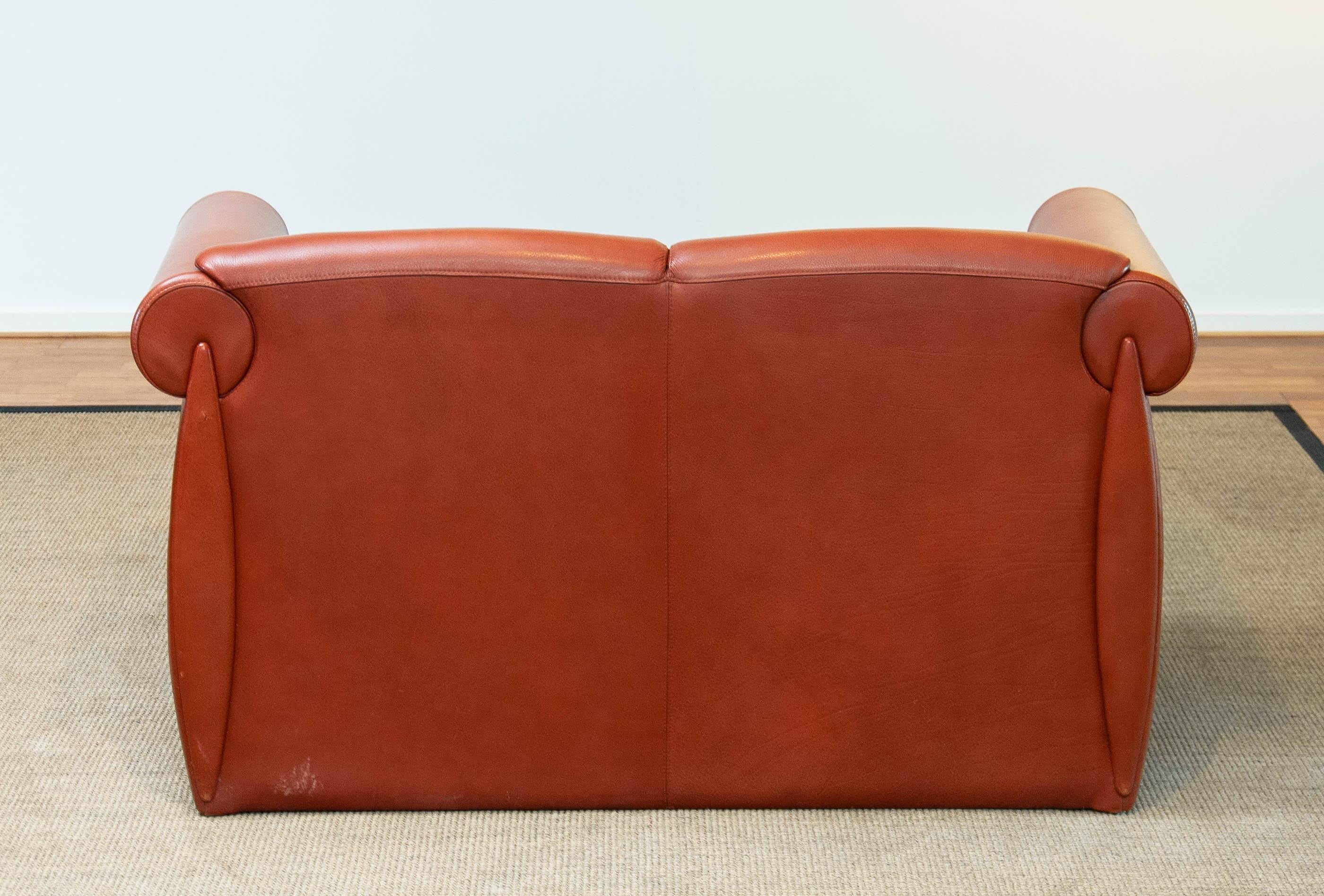 Modernes zweisitziges Sofa aus cognacfarbenem Leder von Klaus Wettergren, Dänemark, 1980er Jahre im Angebot 6