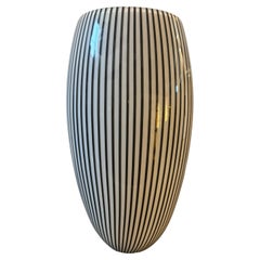 1980s Modernist Black and White Striped Murano Glass Vase By Effetre Int. Co.