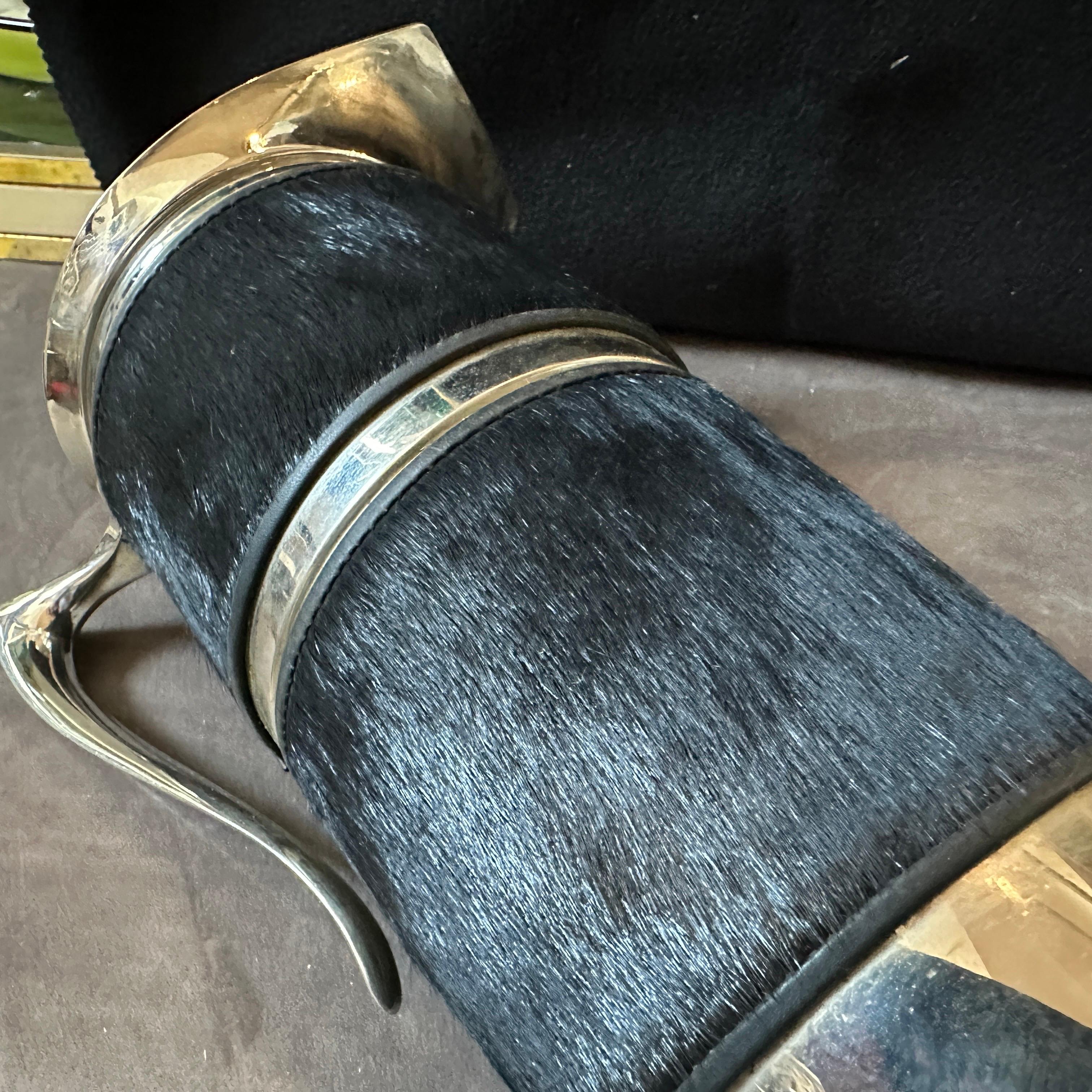 1980er Modernist Schwarzer Cavallino und versilberte italienische Thermoskaraffe im Angebot 3