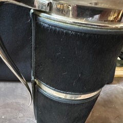 1980s Modernist Black Cavallino and Silver Plated Italian Thermos Carafe