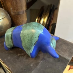 1980s Modernist Blue and Green Fat Lava Ceramic Bull by Otto Keramik