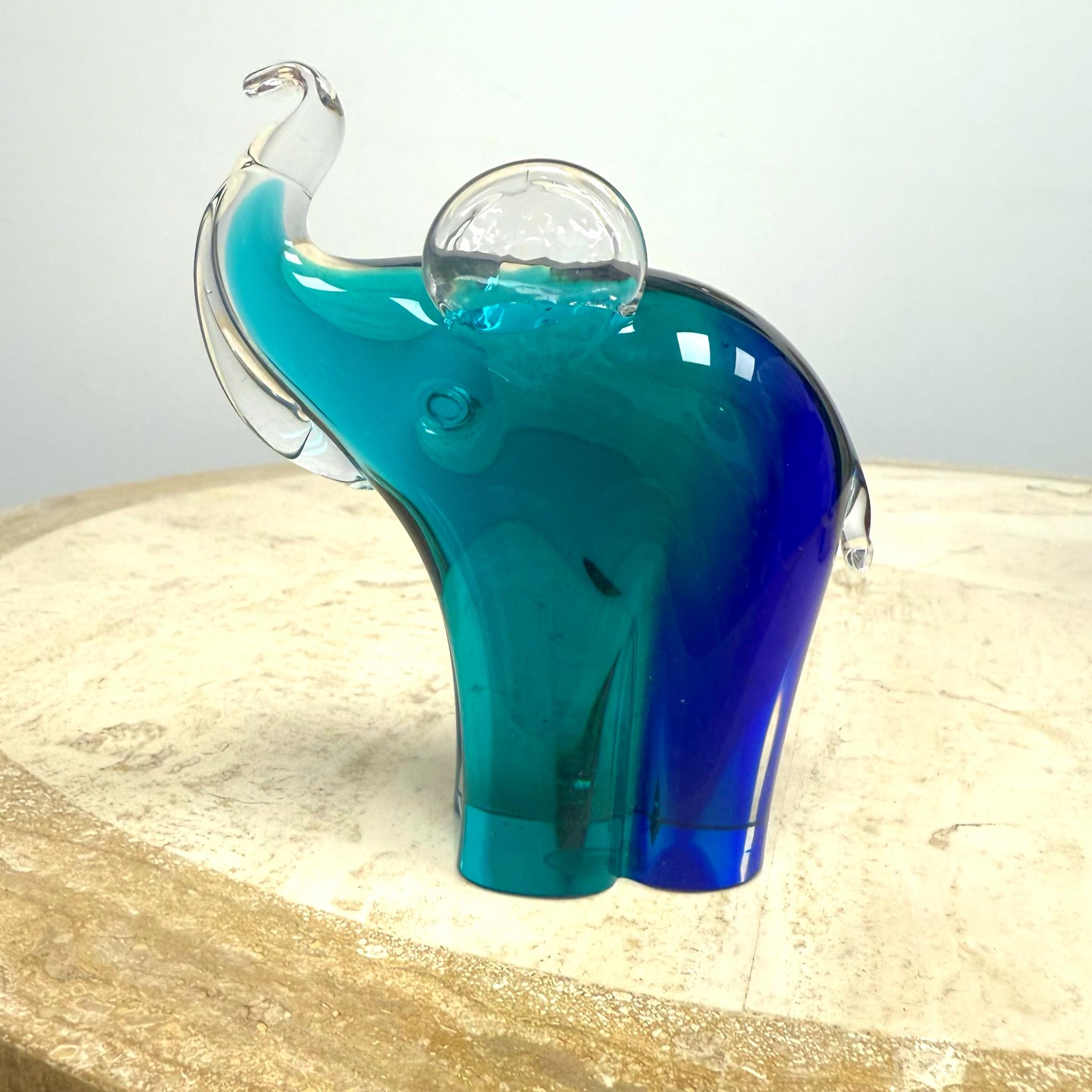 Modernistischer blauer und grüner Sommerso-Elefant aus Muranoglas von Vincenzo Nason aus den 1980er Jahren im Angebot 4