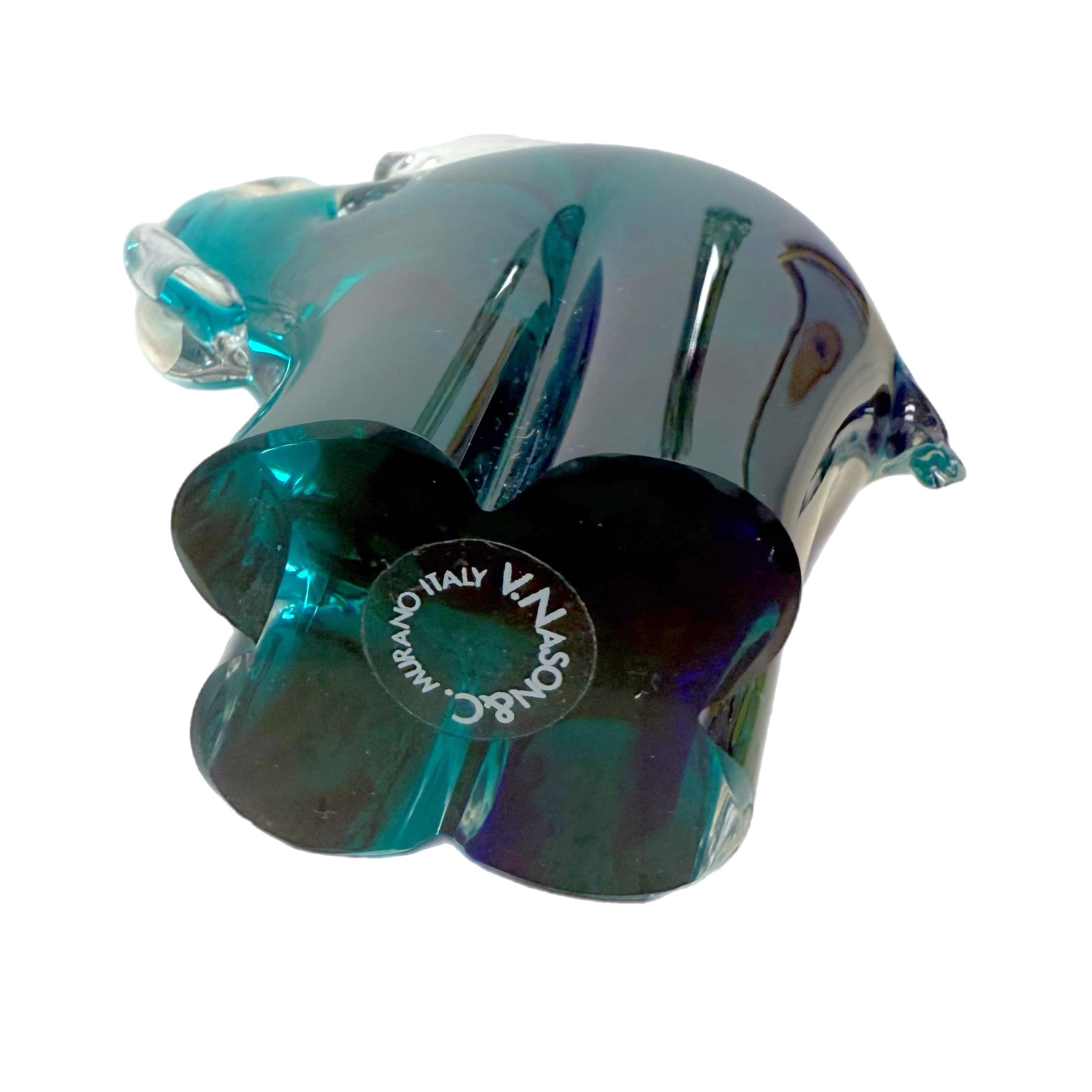 Modernistischer blauer und grüner Sommerso-Elefant aus Muranoglas von Vincenzo Nason aus den 1980er Jahren im Angebot 5