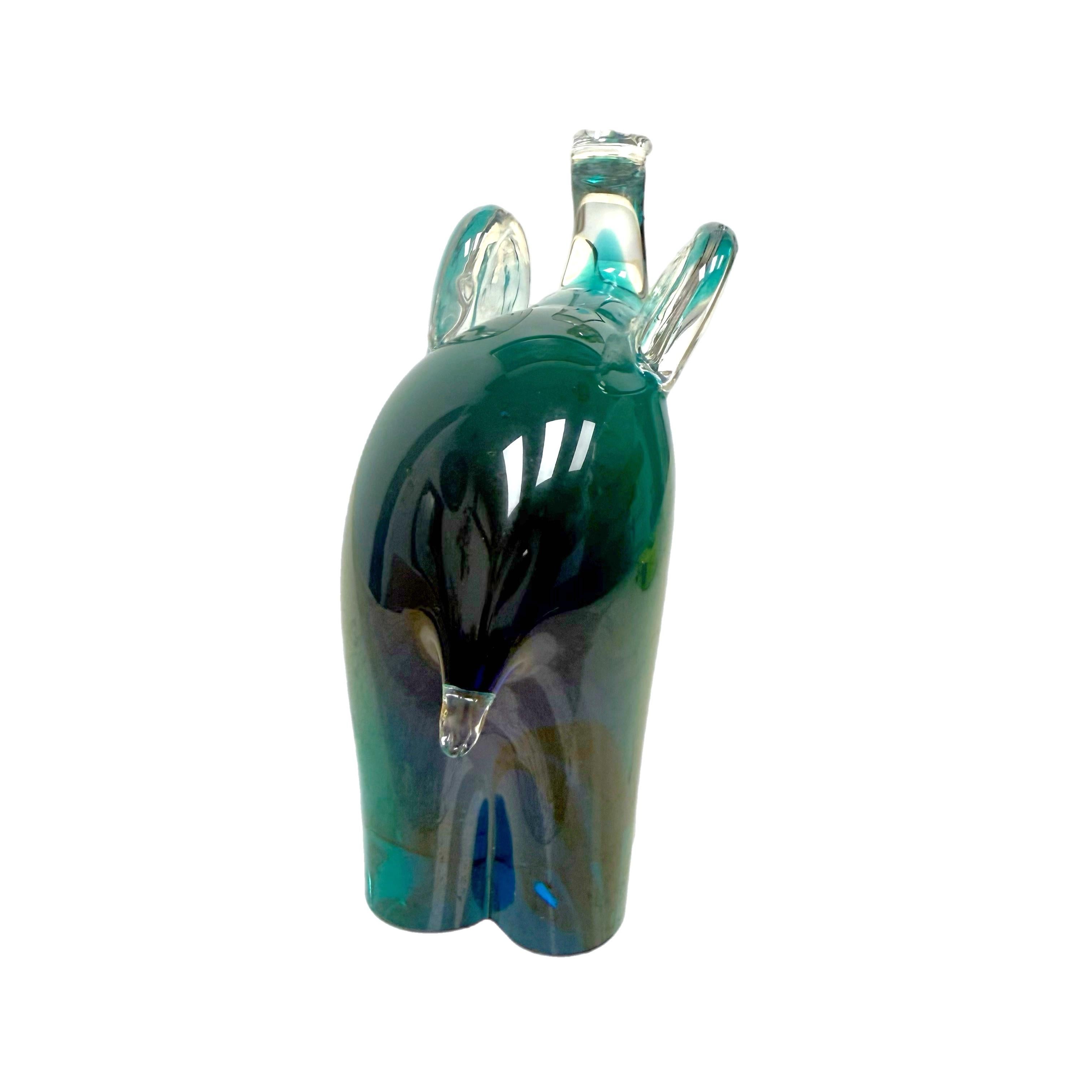 Modernistischer blauer und grüner Sommerso-Elefant aus Muranoglas von Vincenzo Nason aus den 1980er Jahren (20. Jahrhundert) im Angebot