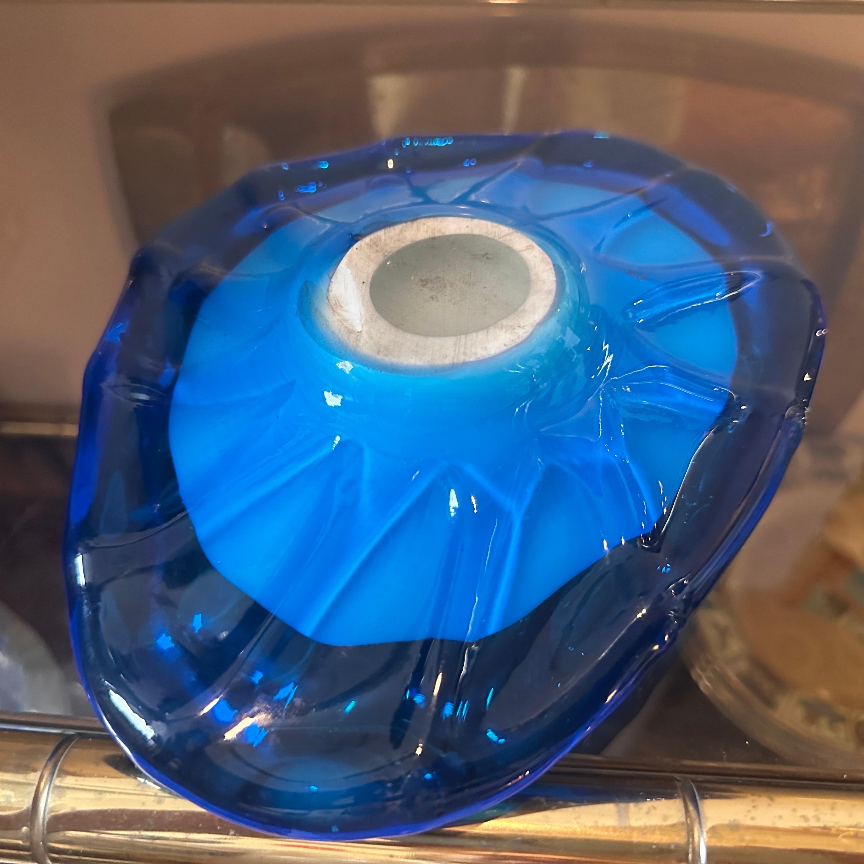 Vide Pochette in vetro di Murano modernista degli anni '80, blu e turchese in vendita 2