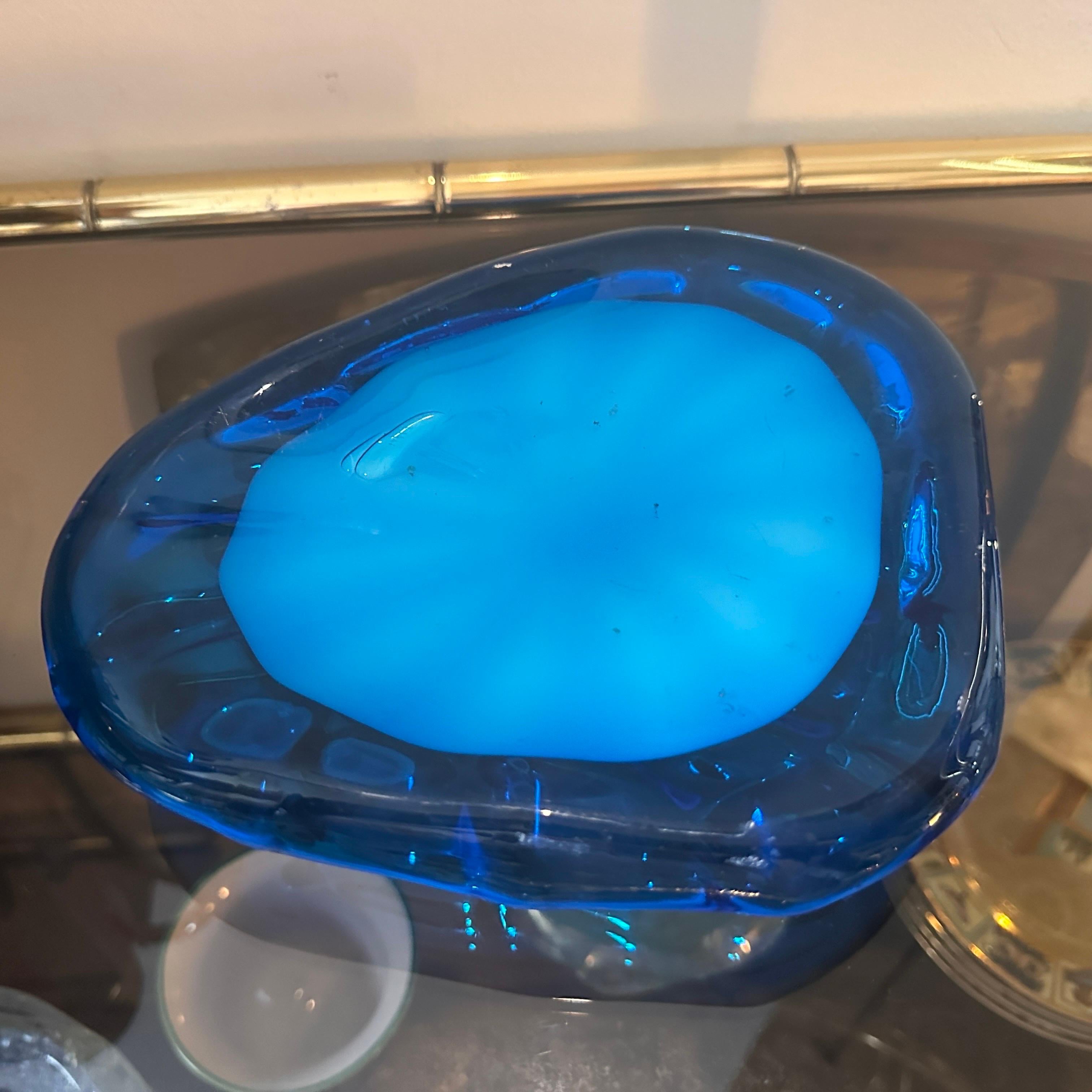 Vide Pochette in vetro di Murano modernista degli anni '80, blu e turchese in vendita 3