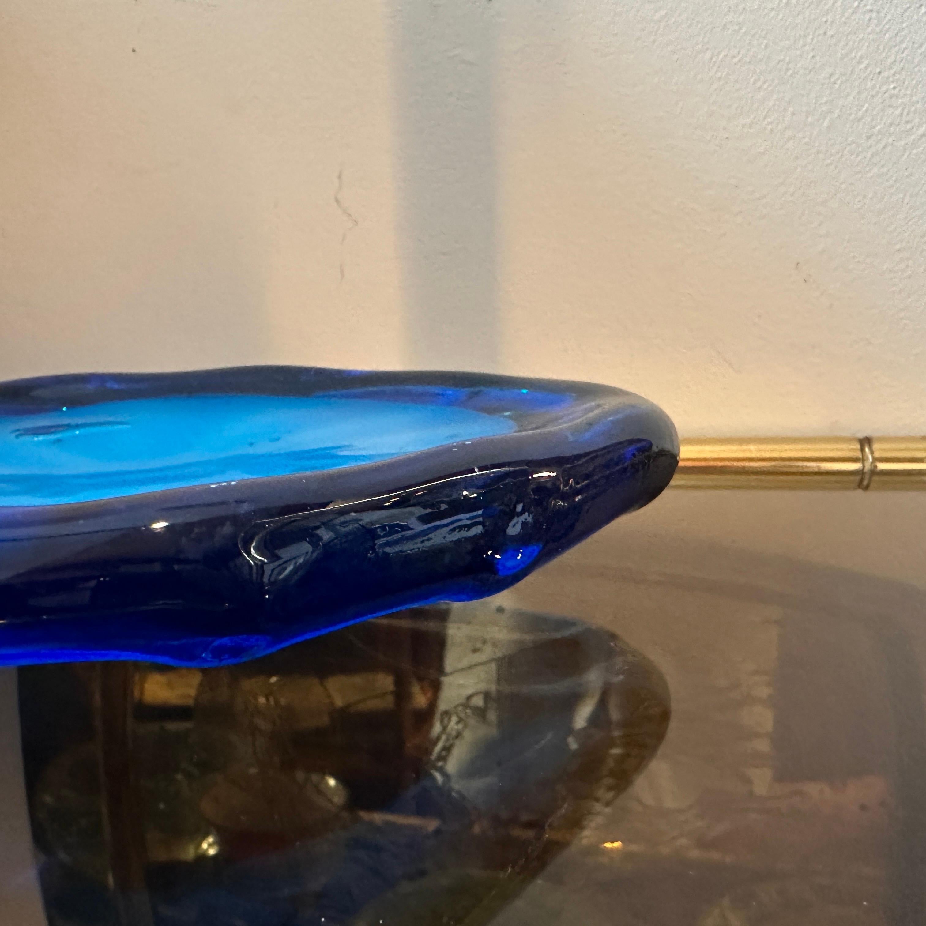 Vetro di Murano Vide Pochette in vetro di Murano modernista degli anni '80, blu e turchese in vendita