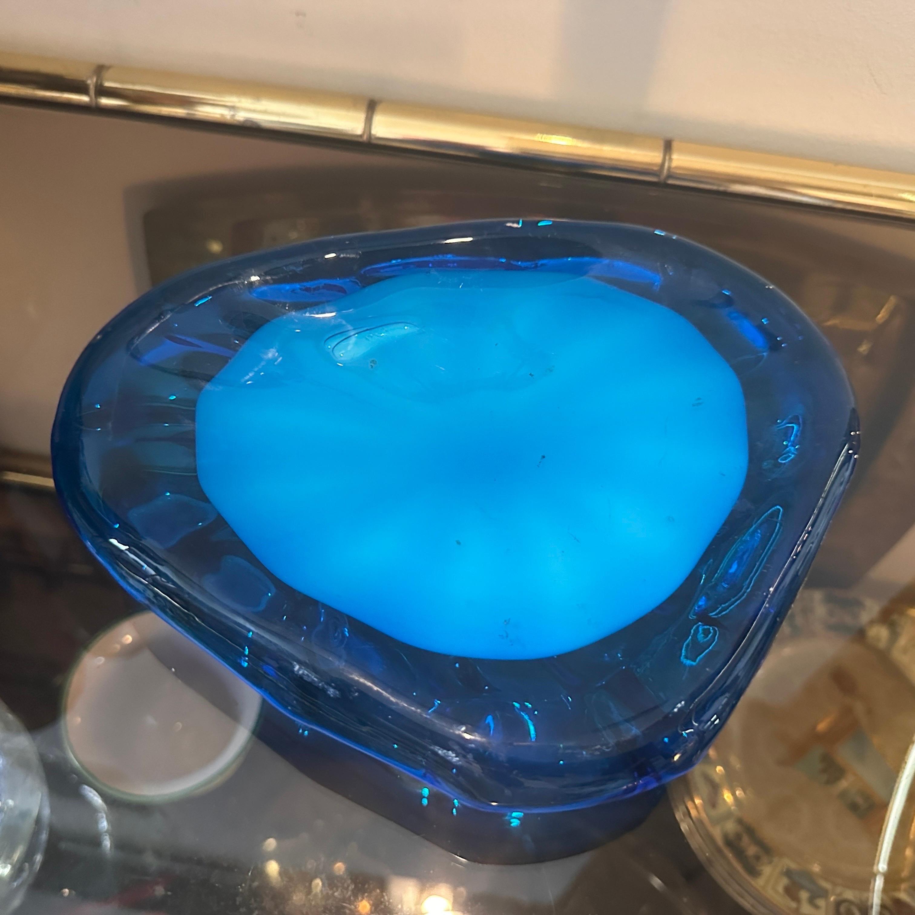 Vide Pochette in vetro di Murano modernista degli anni '80, blu e turchese in vendita 1