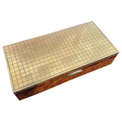 1980s Modernist Brass and Walnut Root Italian Rectangular Vanity Box
