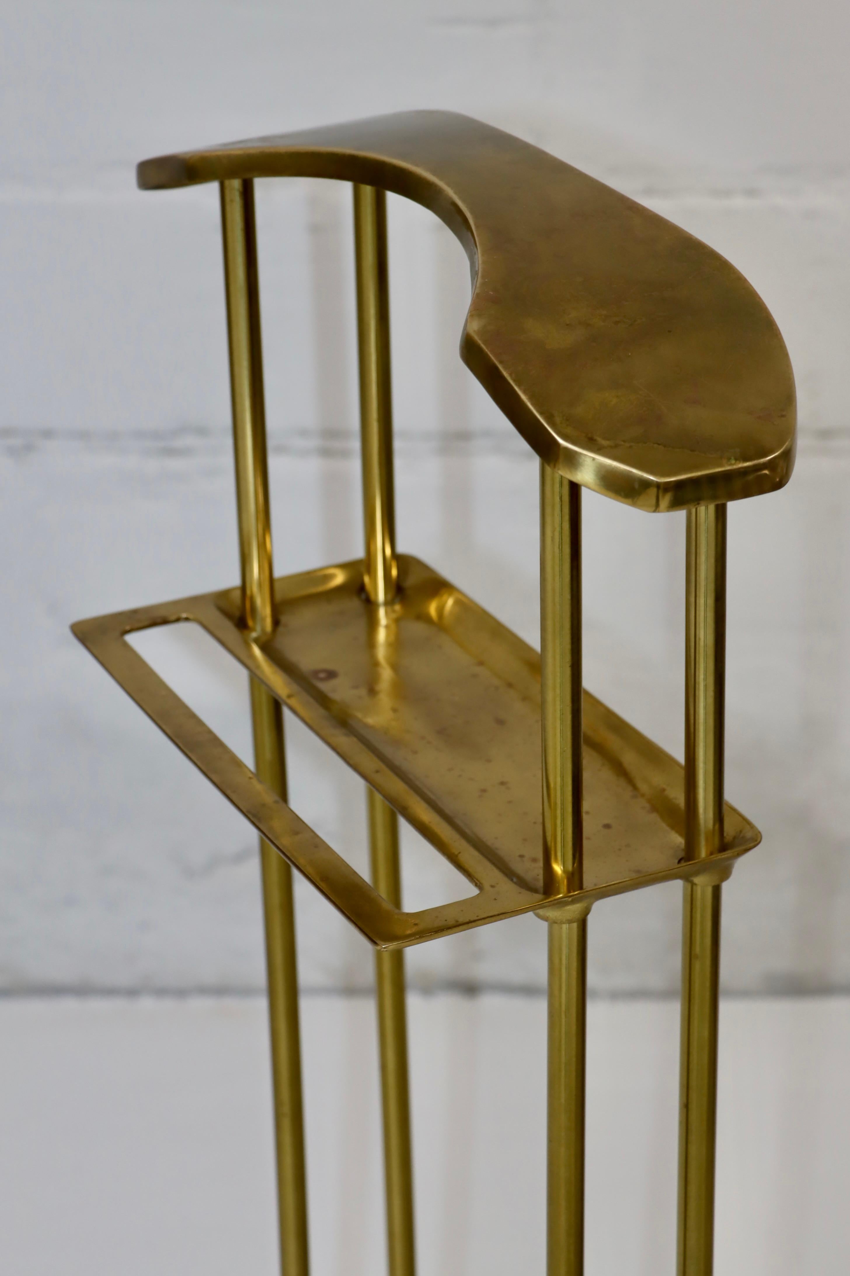 American 1980's Modernist Brass Valet Stand By Decorative Crafts Inc. For Sale