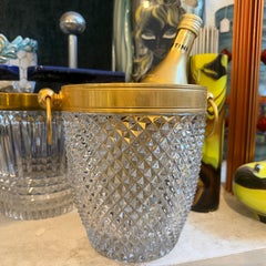 1980s Modernist Crystal and Gilded Metal French Champagne Cooler