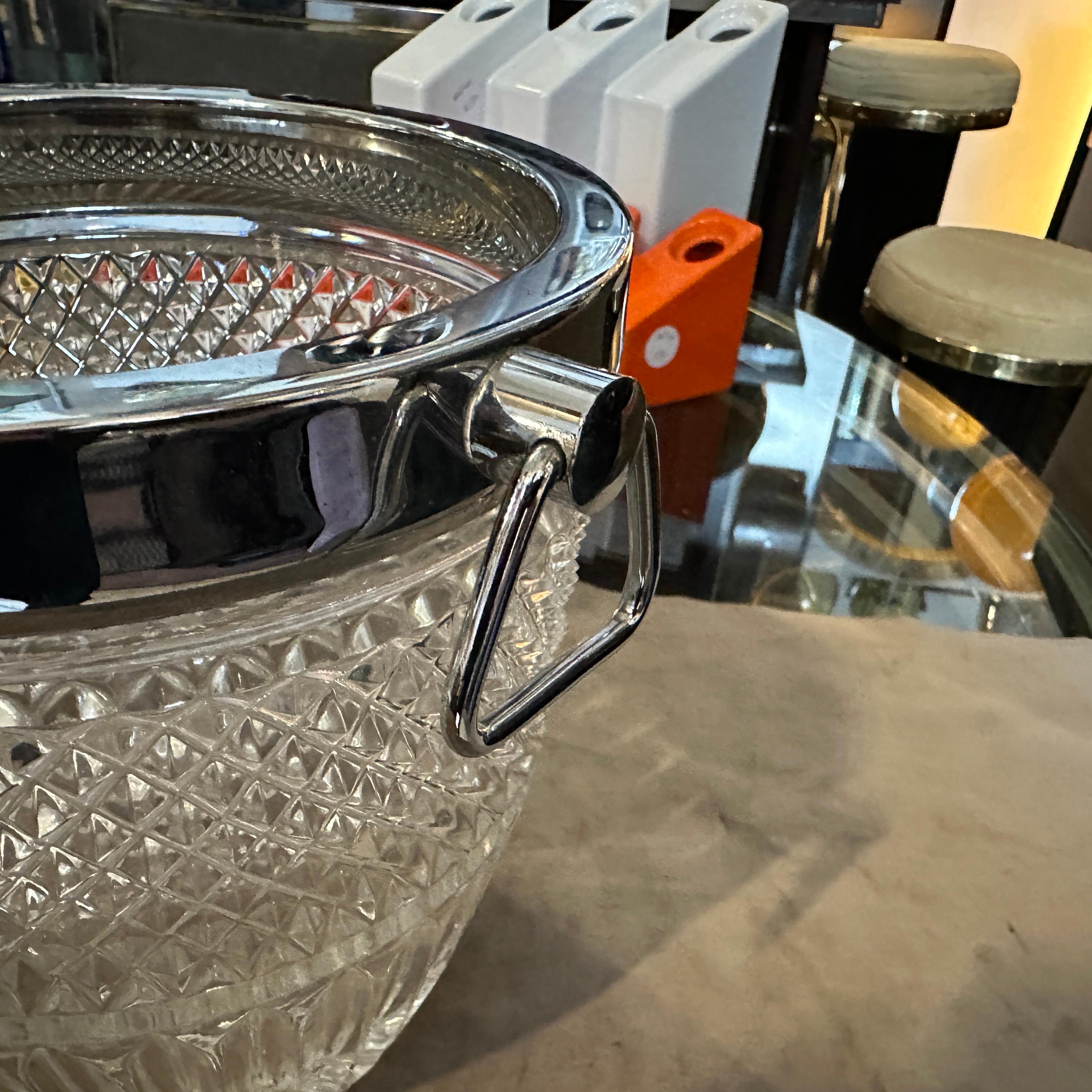 1980s Modernist Crystal and Silver Plate French Wine Cooler For Sale 4