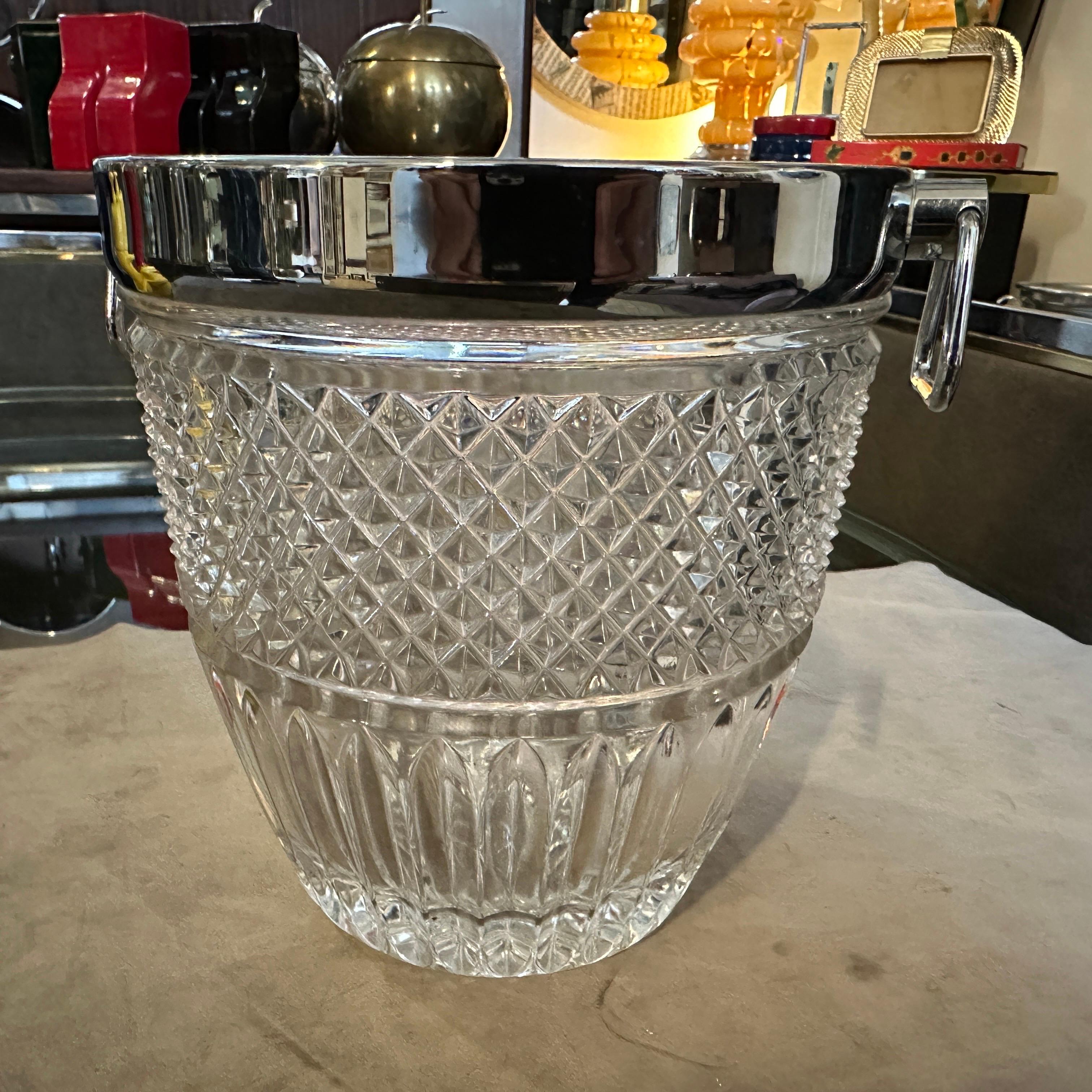 1980s Modernist Crystal and Silver Plate French Wine Cooler For Sale 5