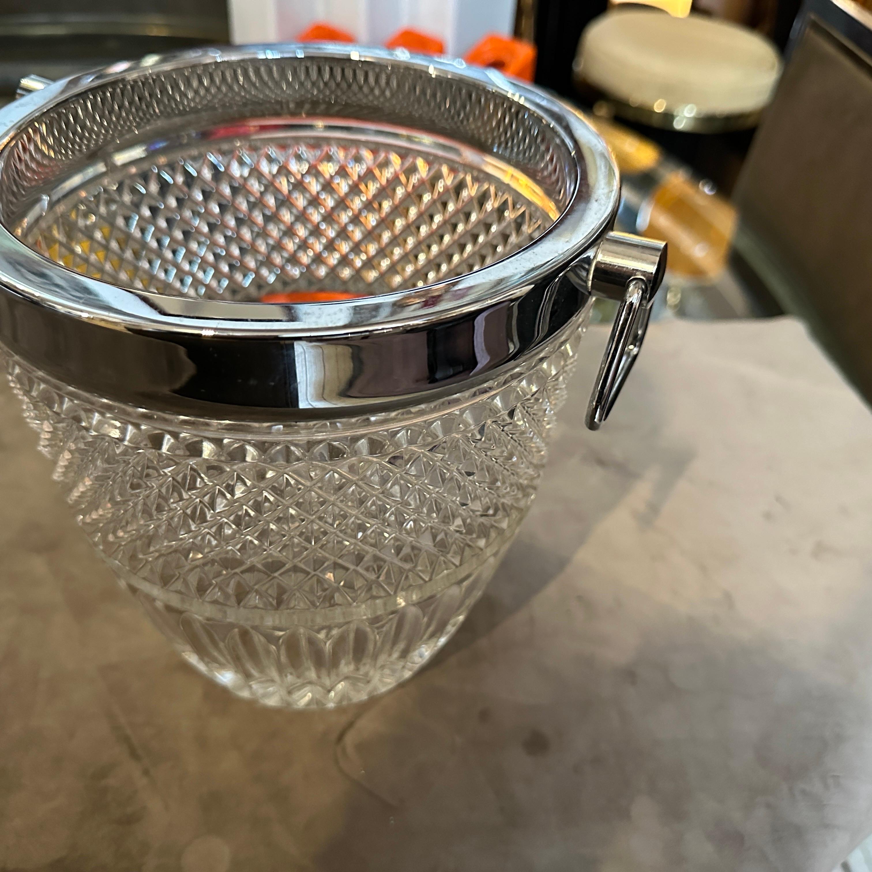 20th Century 1980s Modernist Crystal and Silver Plate French Wine Cooler For Sale