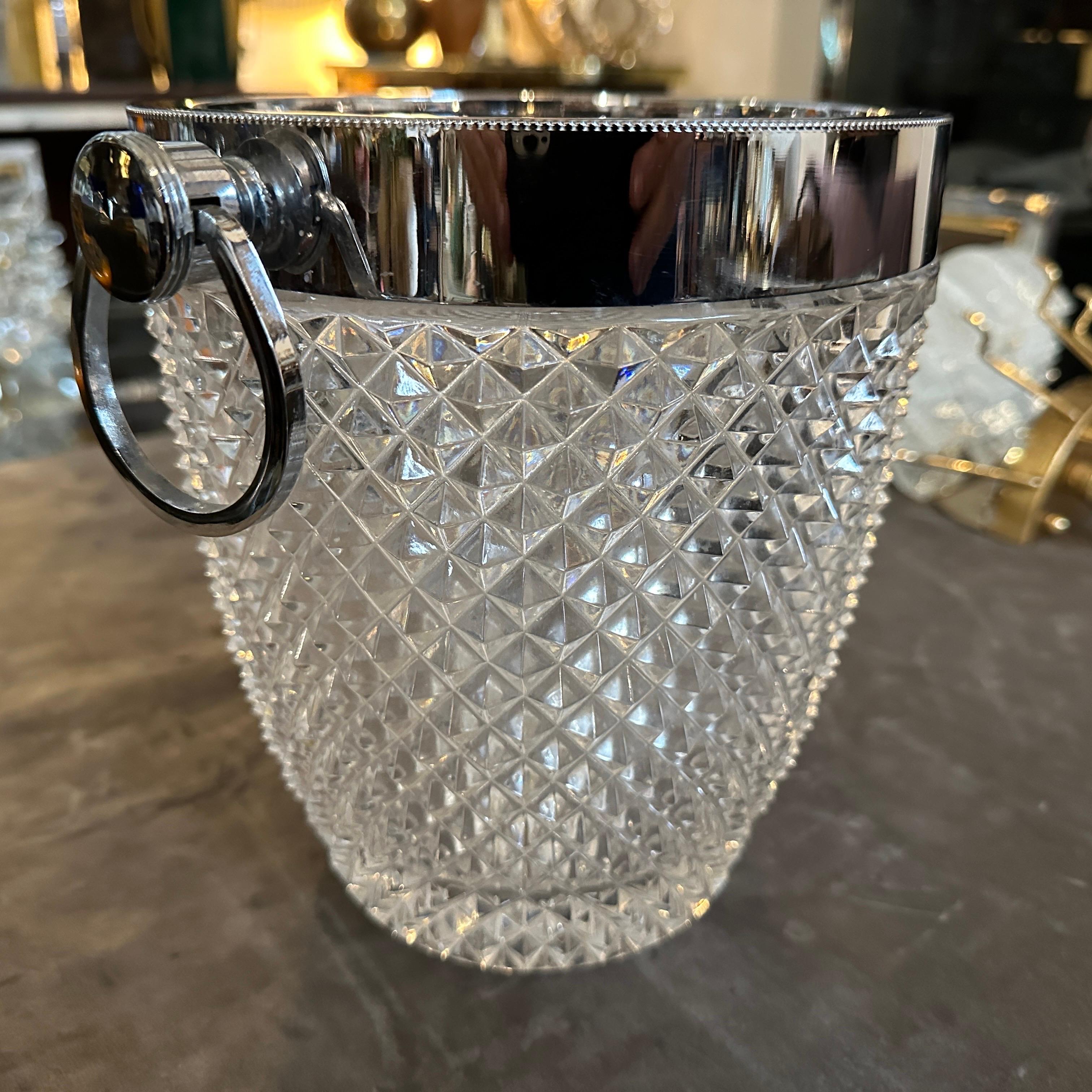 1980s Modernist Crystal and Silver Plate French Wine Cooler For Sale 5