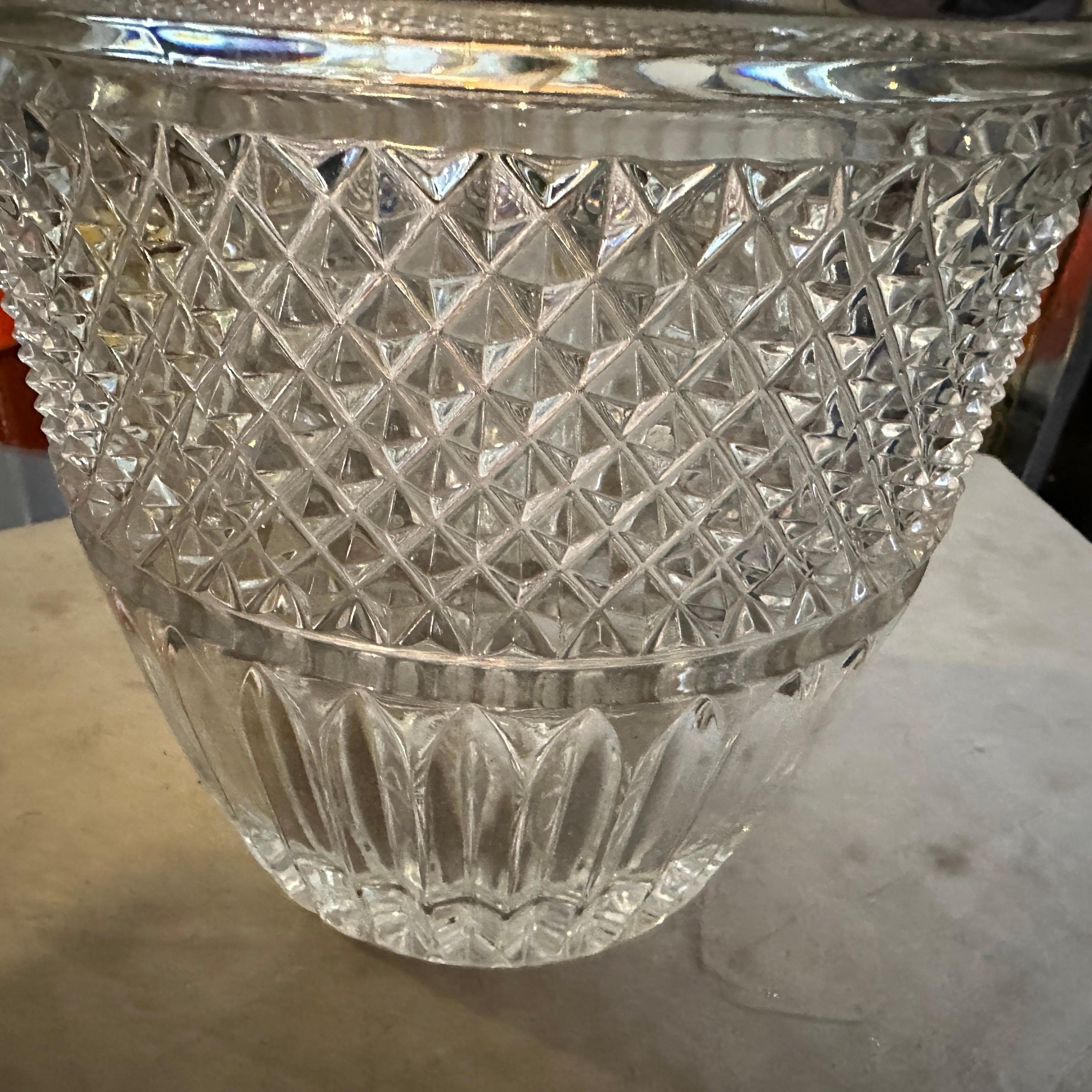 1980s Modernist Crystal and Silver Plate French Wine Cooler For Sale 2