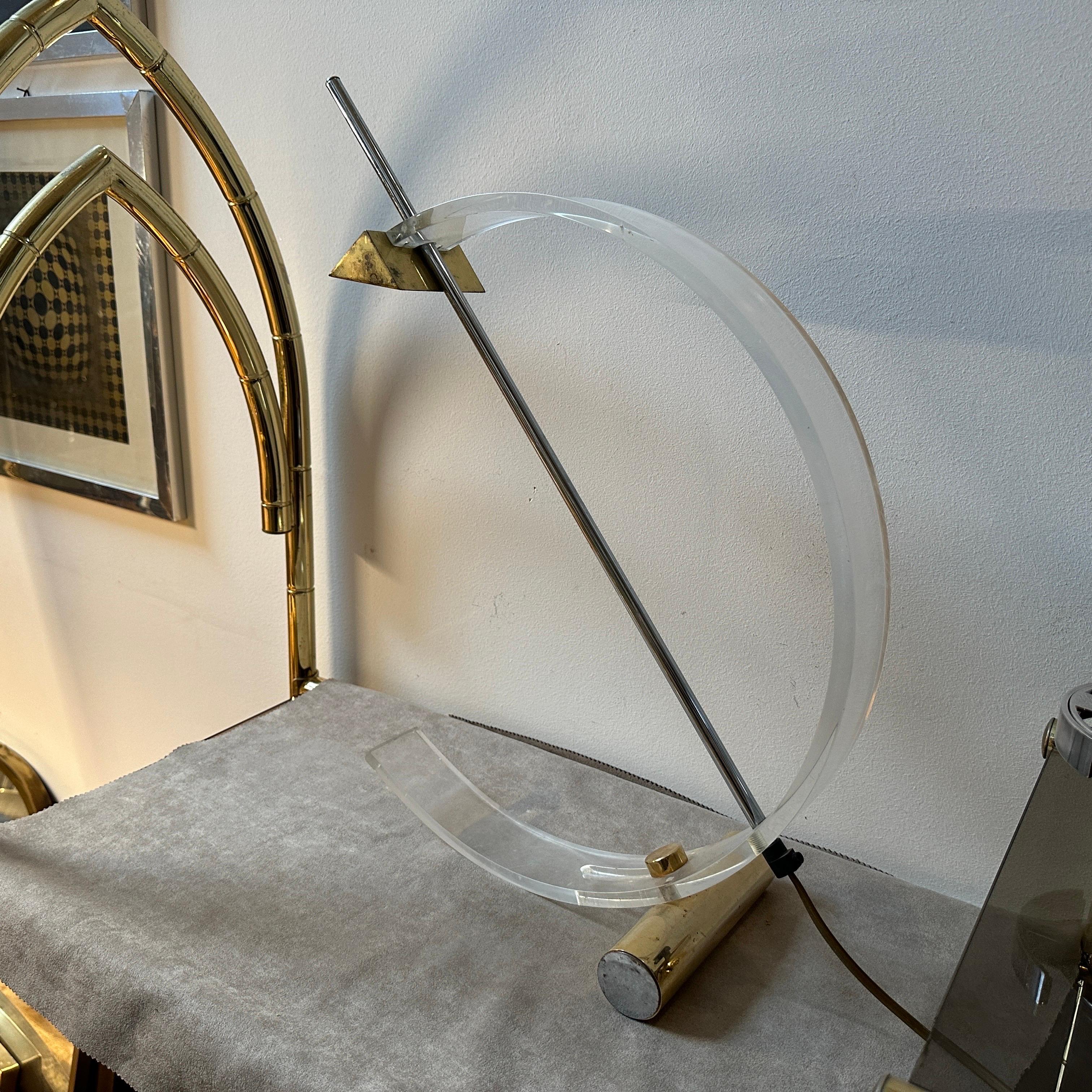 1980s Modernist Design Italian Arc Table Lamp For Sale 5
