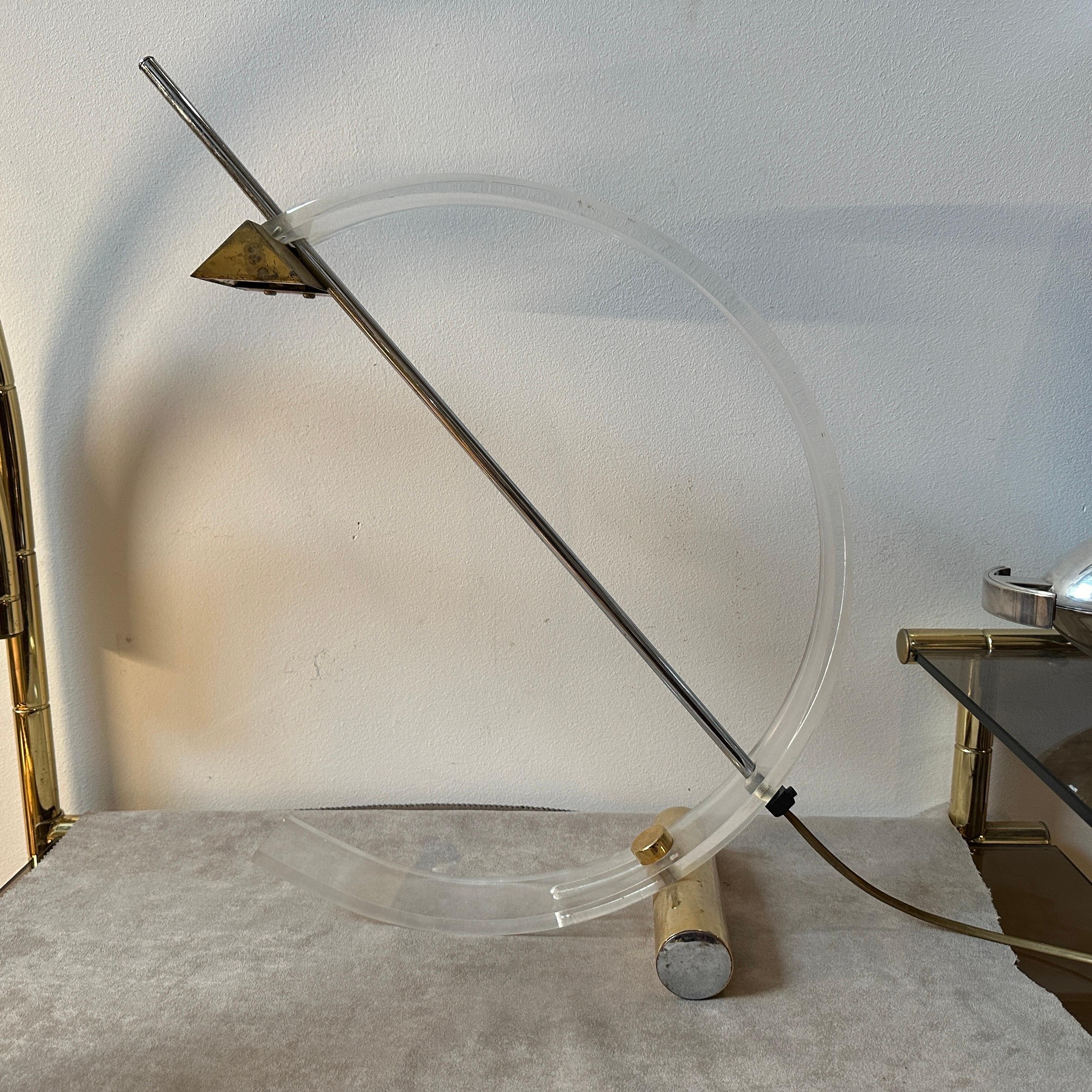 1980s Modernist Design Italian Arc Table Lamp For Sale 4
