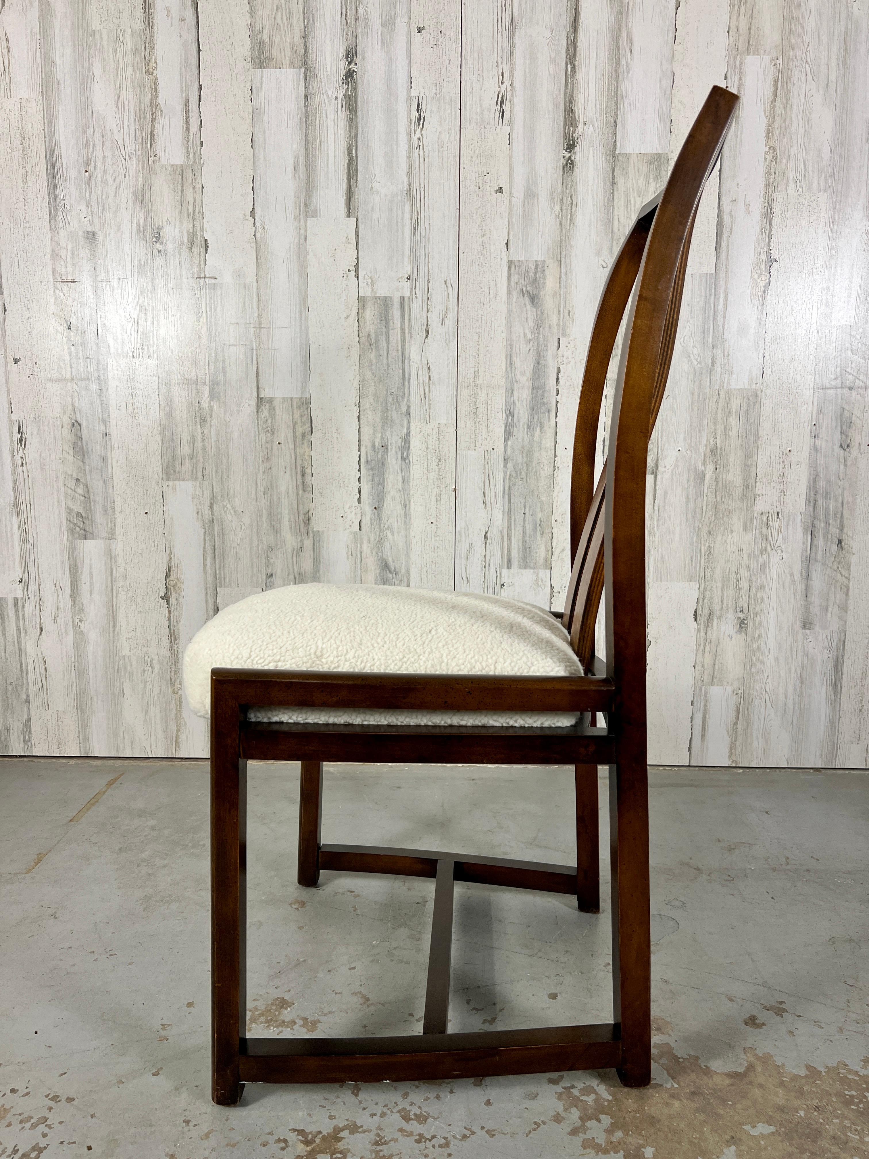 1980s Modernist Dining Chairs with Burl Wood Back Splat For Sale 5