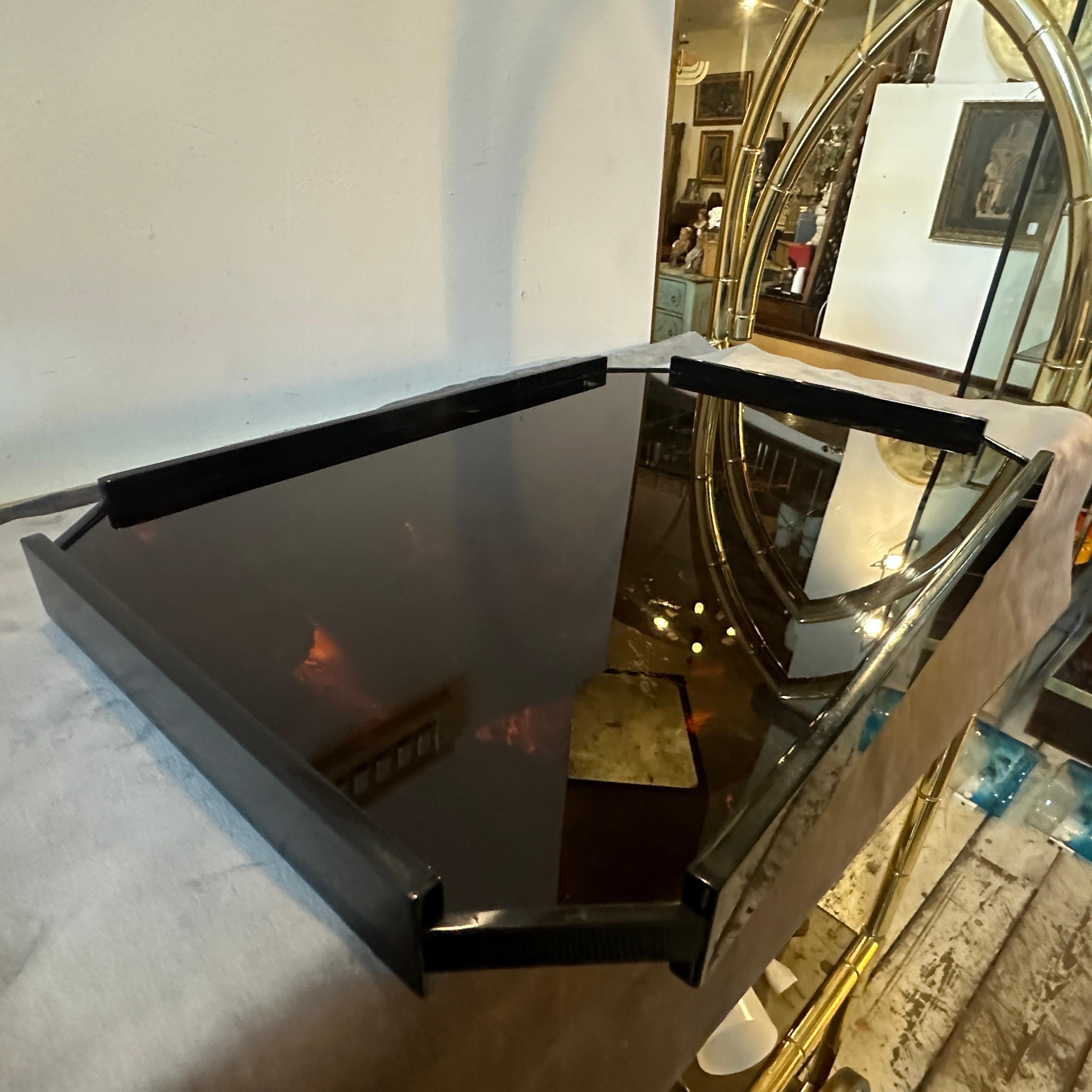 1980s Modernist Fake Tortoise Lucite and Bamboo Octagonal Italian Tray 2