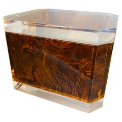 1980s Modernist Fake Tortoise Lucite Huge Italian Box