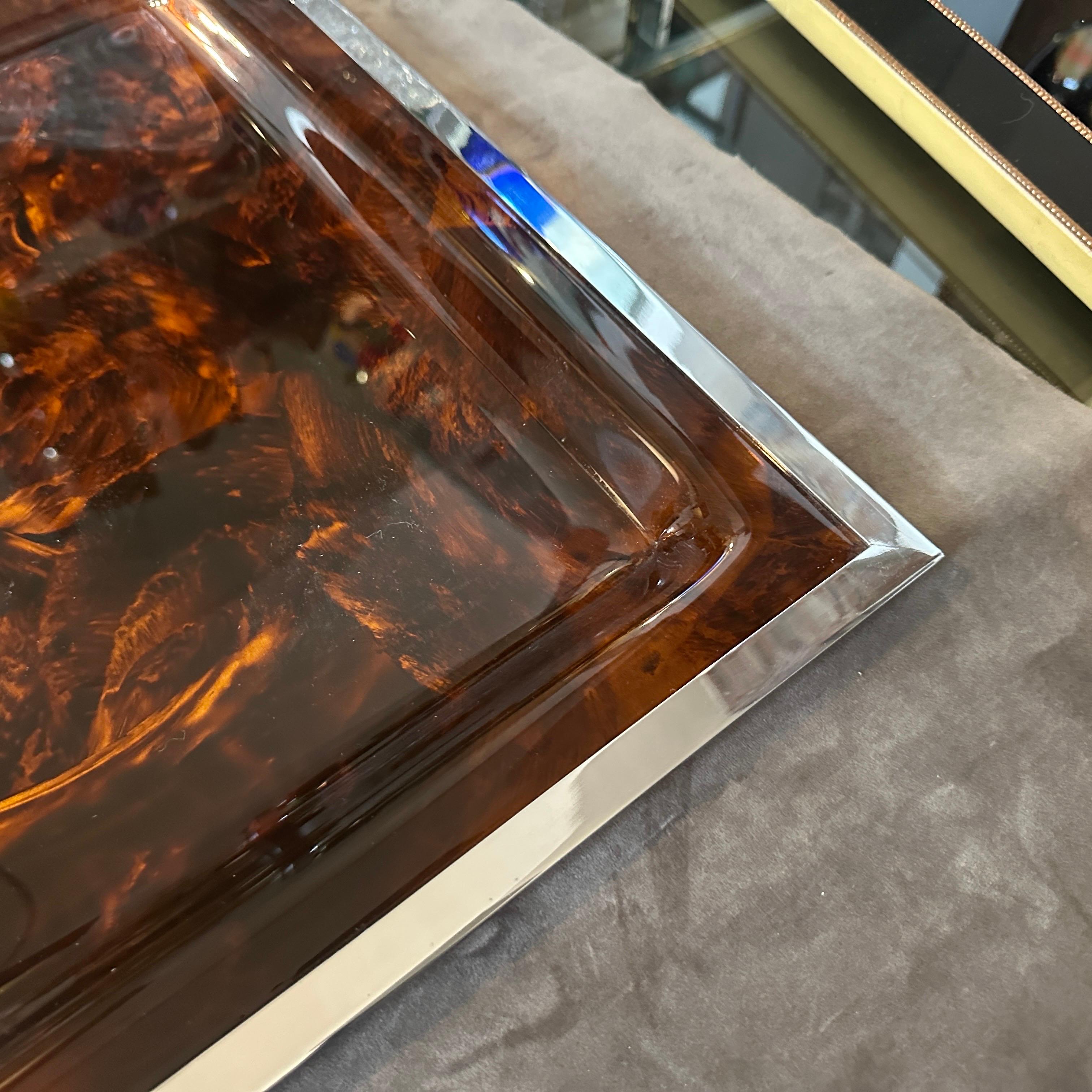 1980s Modernist Fake Tortoiseshell Lucite Italian Tray by Ulderico Cavinato 4