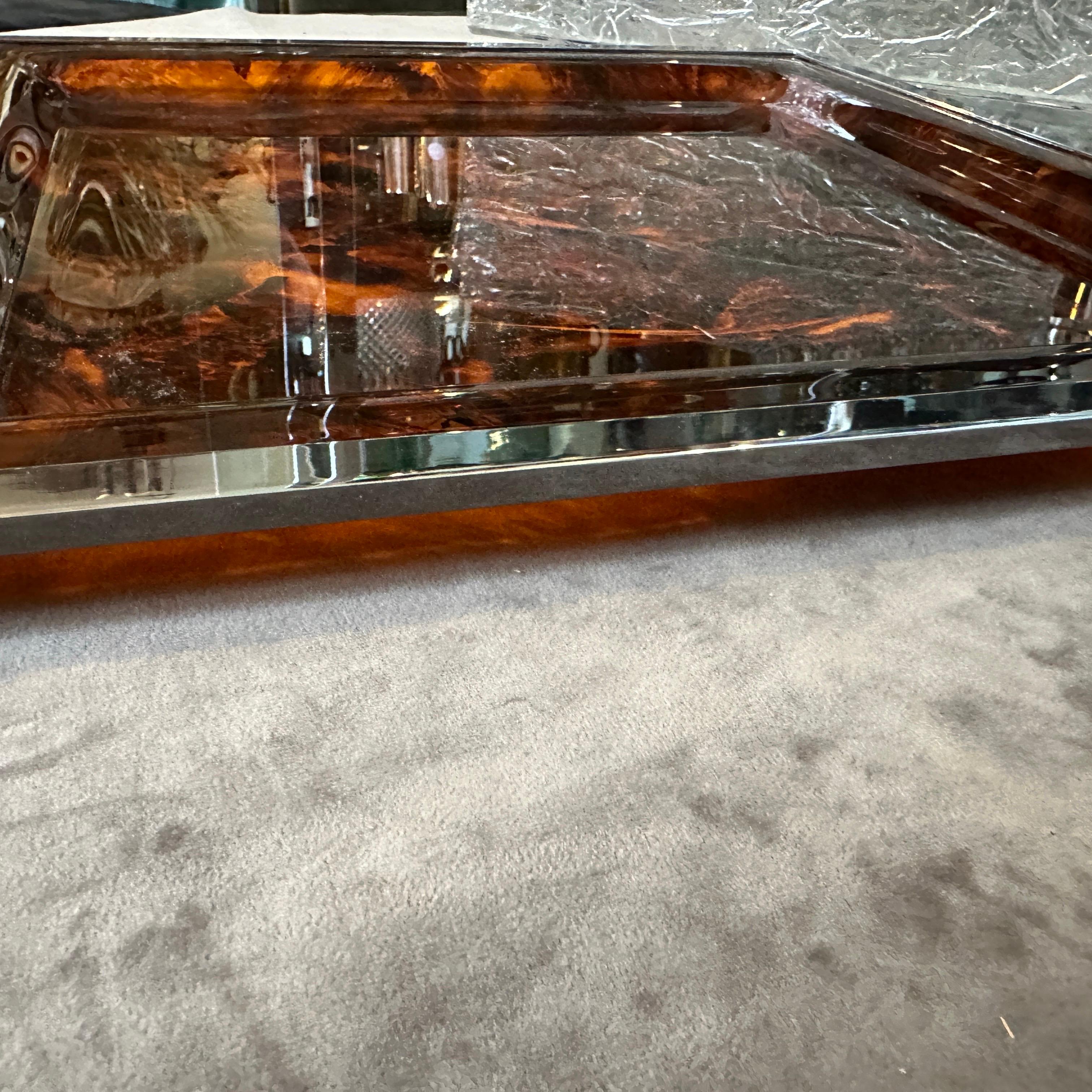 1980s Modernist Fake Tortoiseshell Lucite Italian Tray by Ulderico Cavinato 2