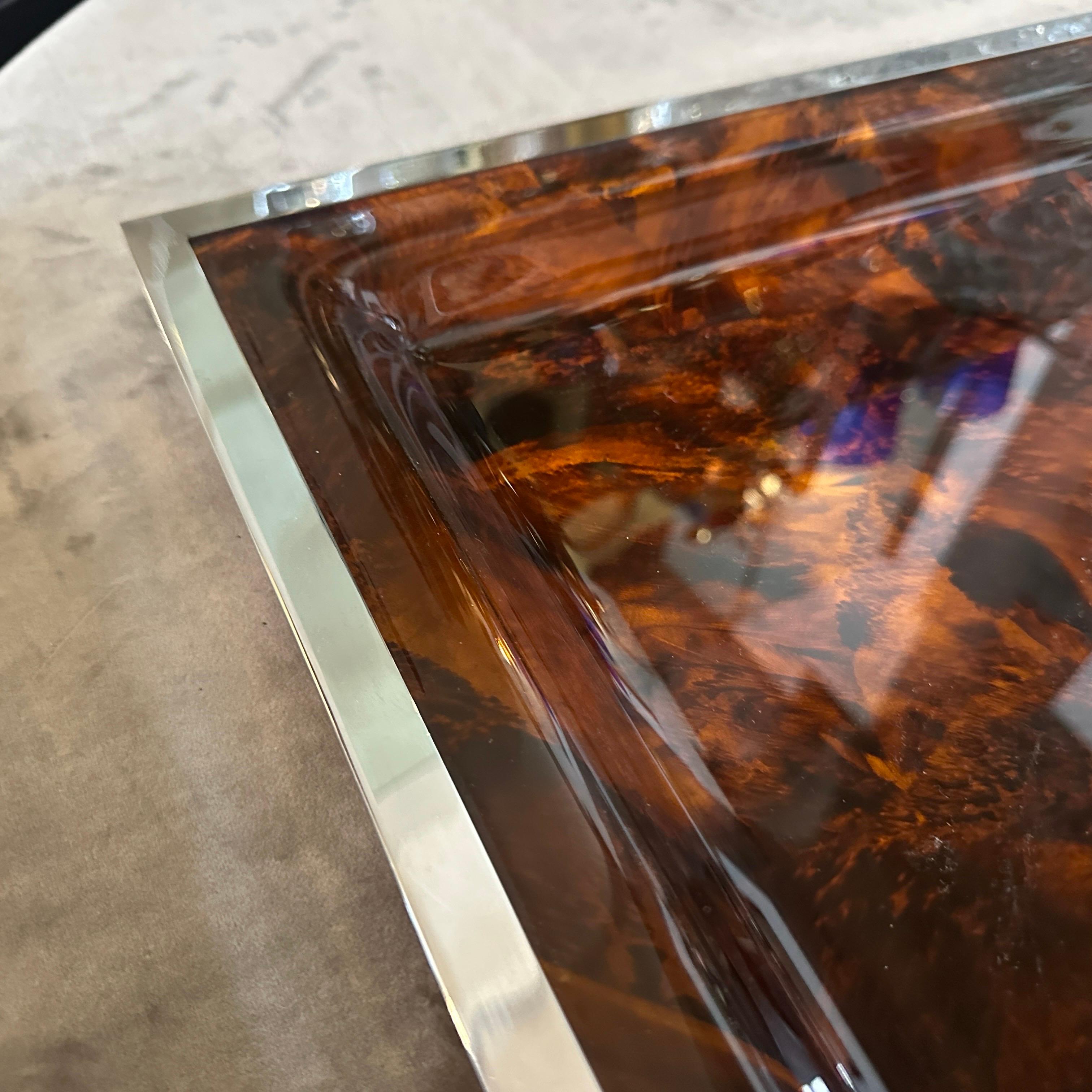 1980s Modernist Fake Tortoiseshell Lucite Italian Tray by Ulderico Cavinato 3
