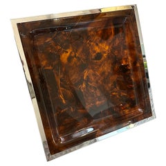 1980s Modernist Fake Tortoiseshell Lucite Italian Tray by Ulderico Cavinato