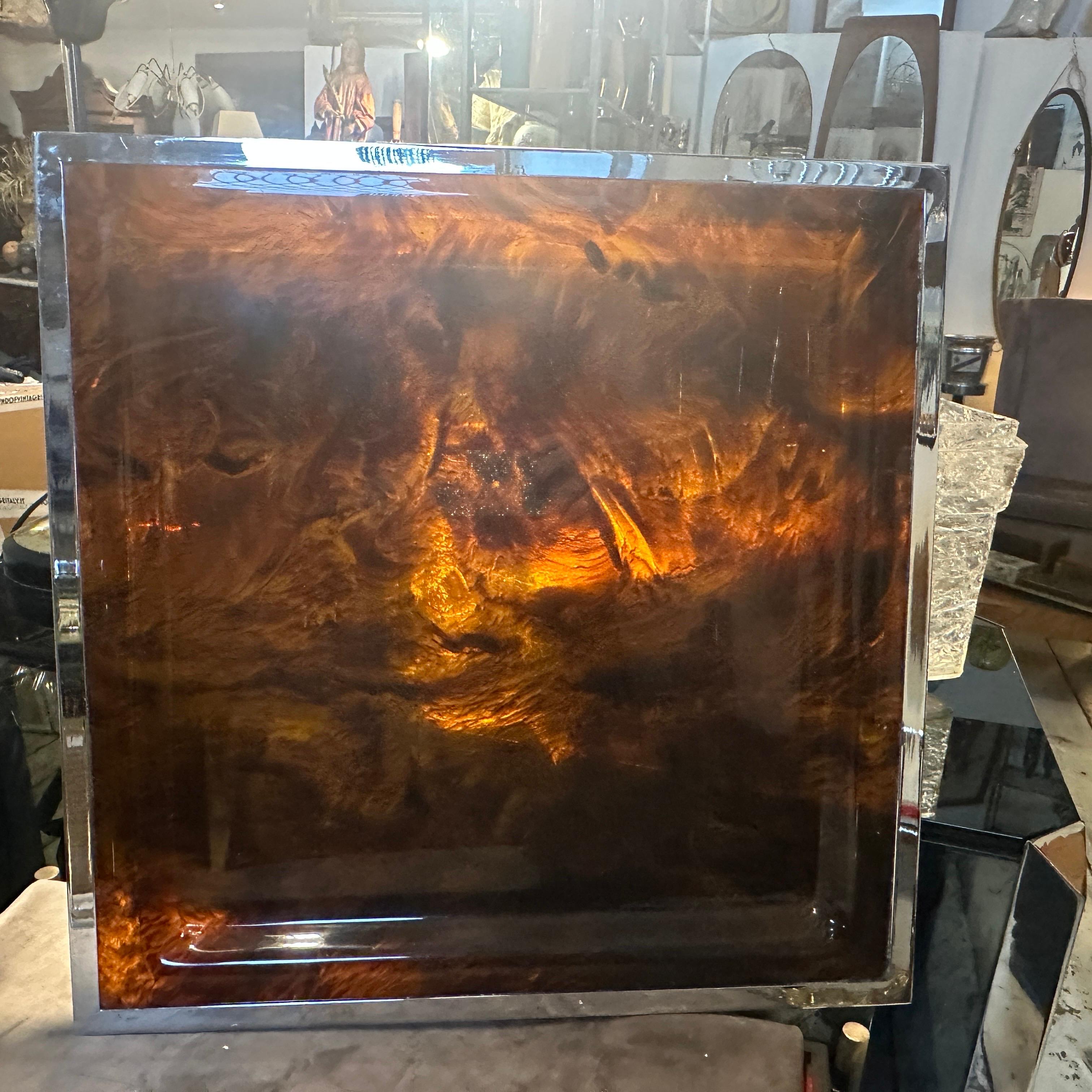 20th Century 1980s Modernist Faux Tortoiseshell Lucite Square Tray by Ulderico Cavinato For Sale