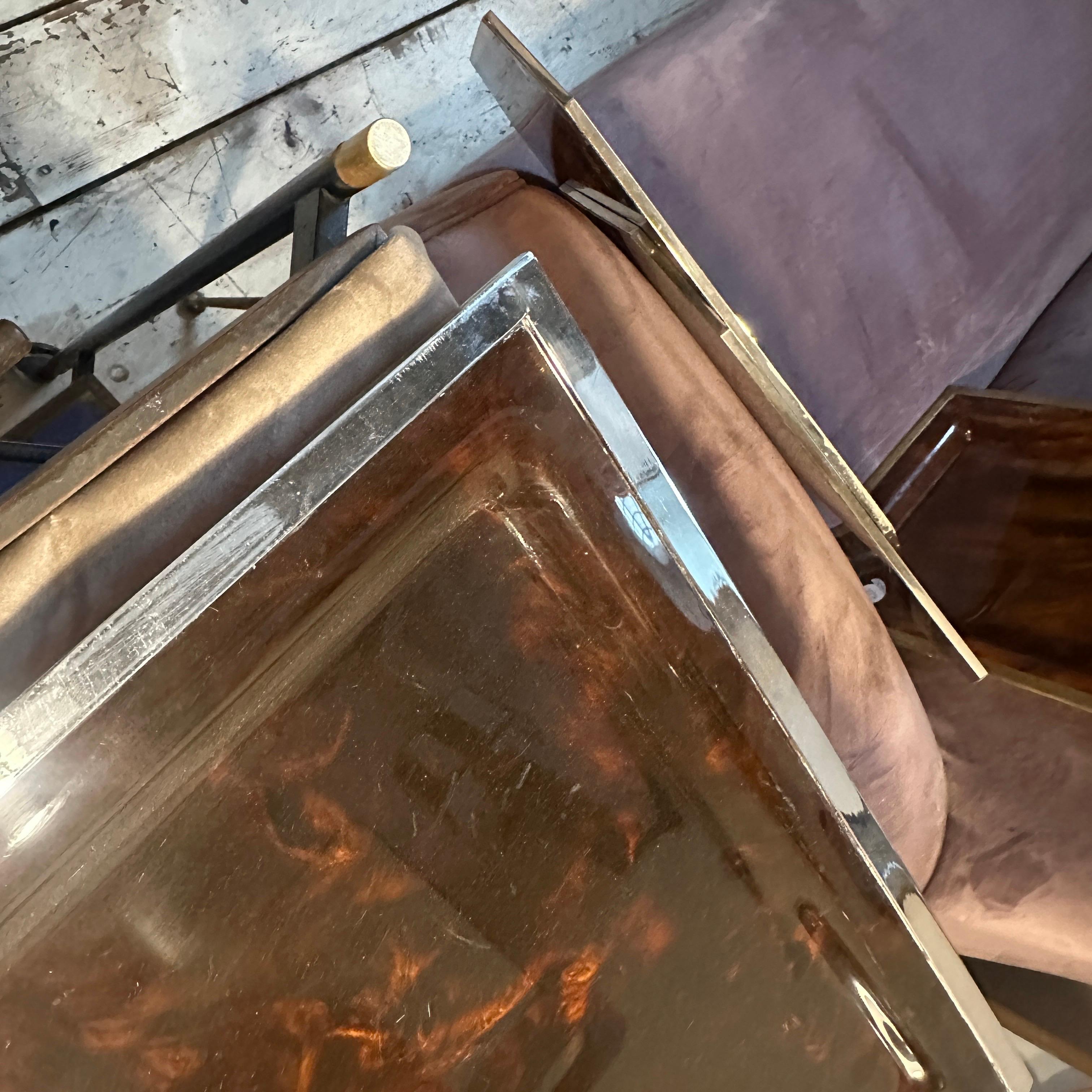 1980s Modernist Faux Tortoiseshell Lucite Square Tray by Ulderico Cavinato For Sale 2