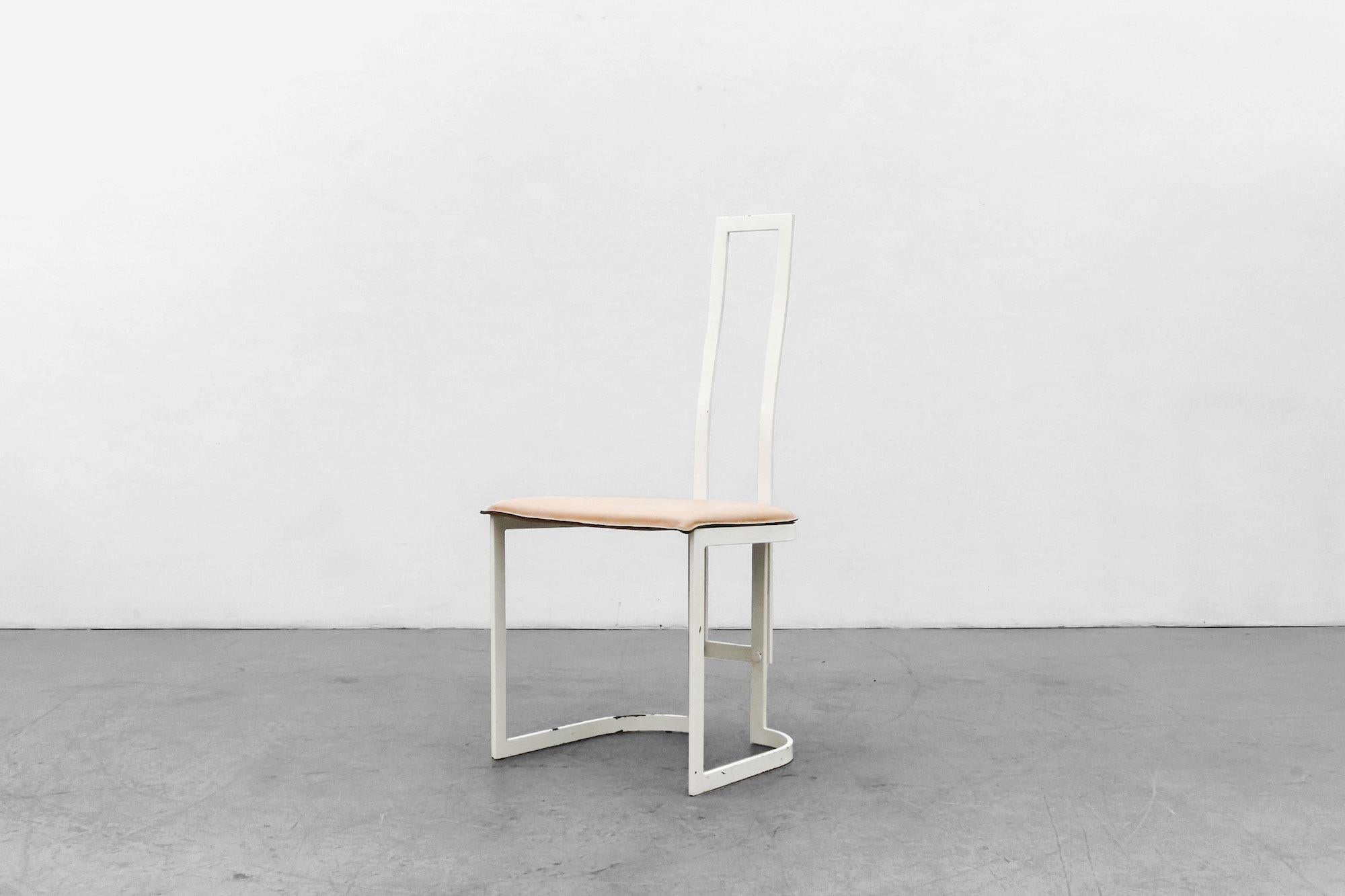 Post-Modern 1980's Modernist Gastone Rinaldi Side Chair for Thema Italy 1 with Leather Seat For Sale