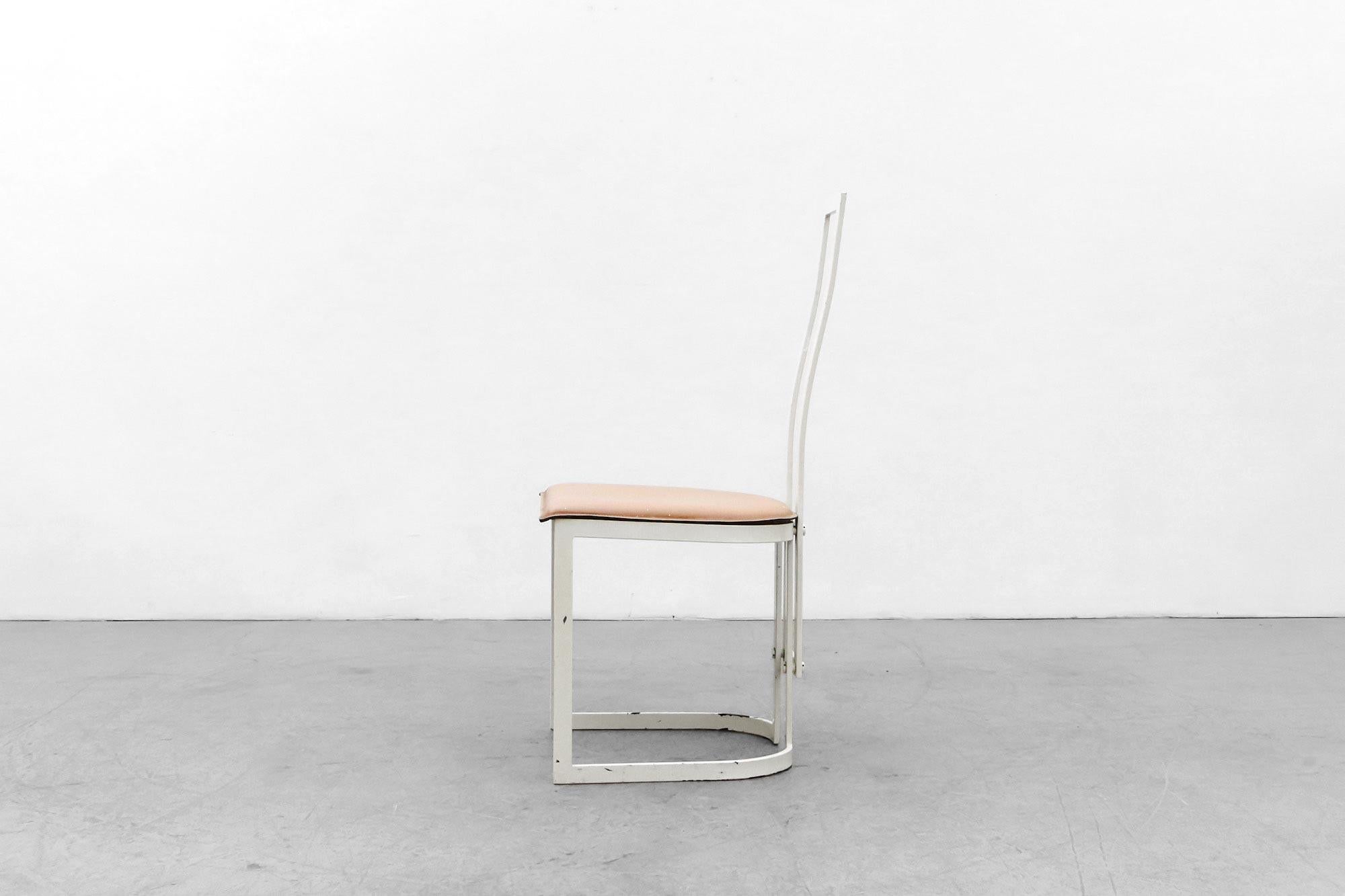 Italian 1980's Modernist Gastone Rinaldi Side Chair for Thema Italy 1 with Leather Seat For Sale
