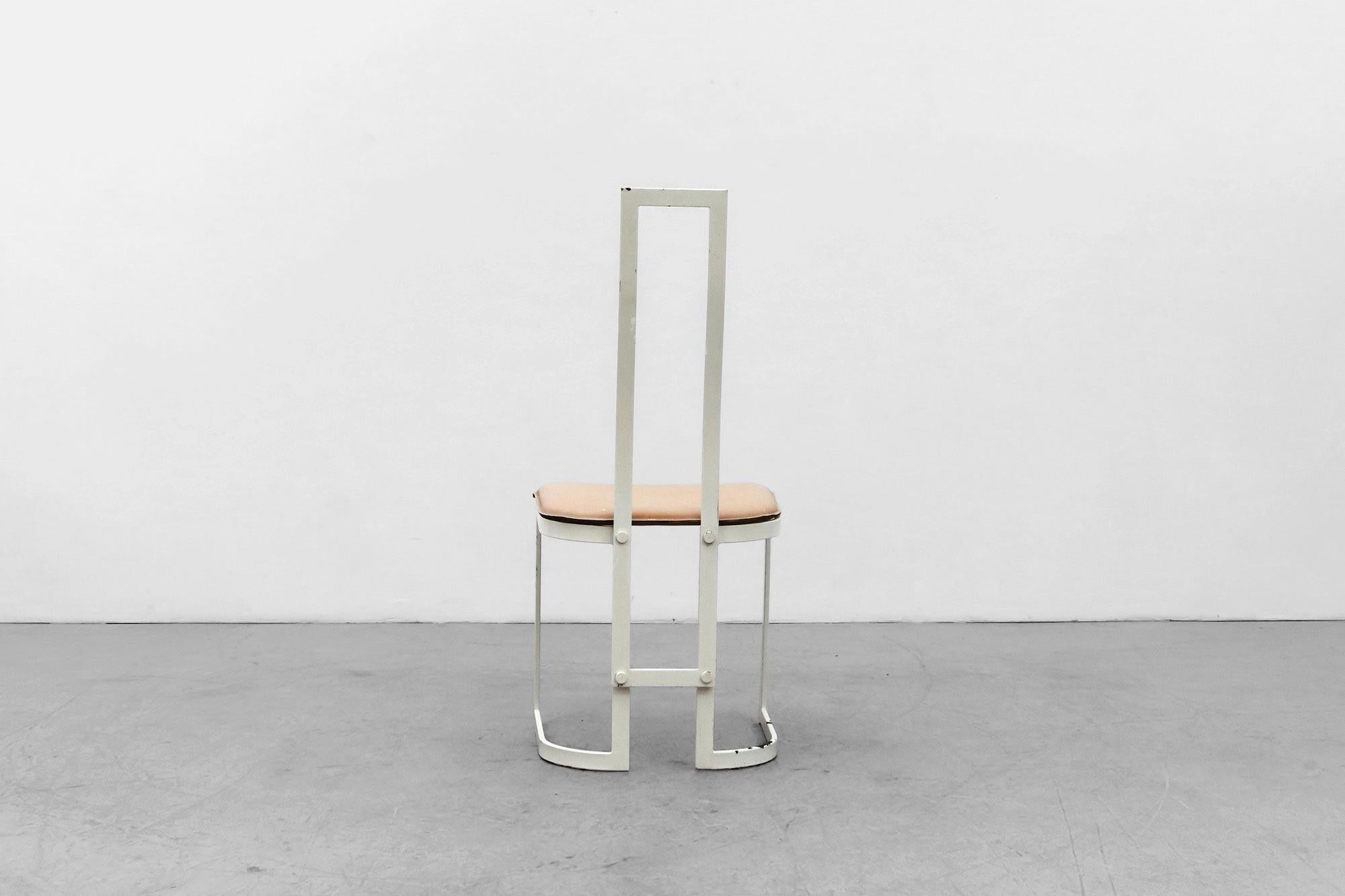 1980's Modernist Gastone Rinaldi Side Chair for Thema Italy 1 with Leather Seat In Good Condition For Sale In Los Angeles, CA
