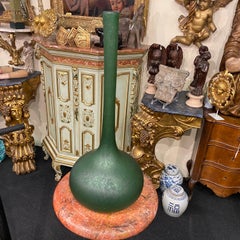 1980s Modernist Green Murano Glass Tall Single Flower Vase