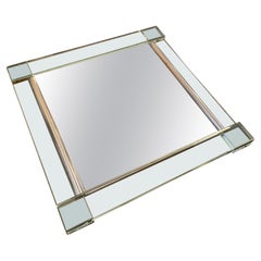1980er Jahre Modernist schweres Glas und Silber Platte Quadrat Italienisch Tablett