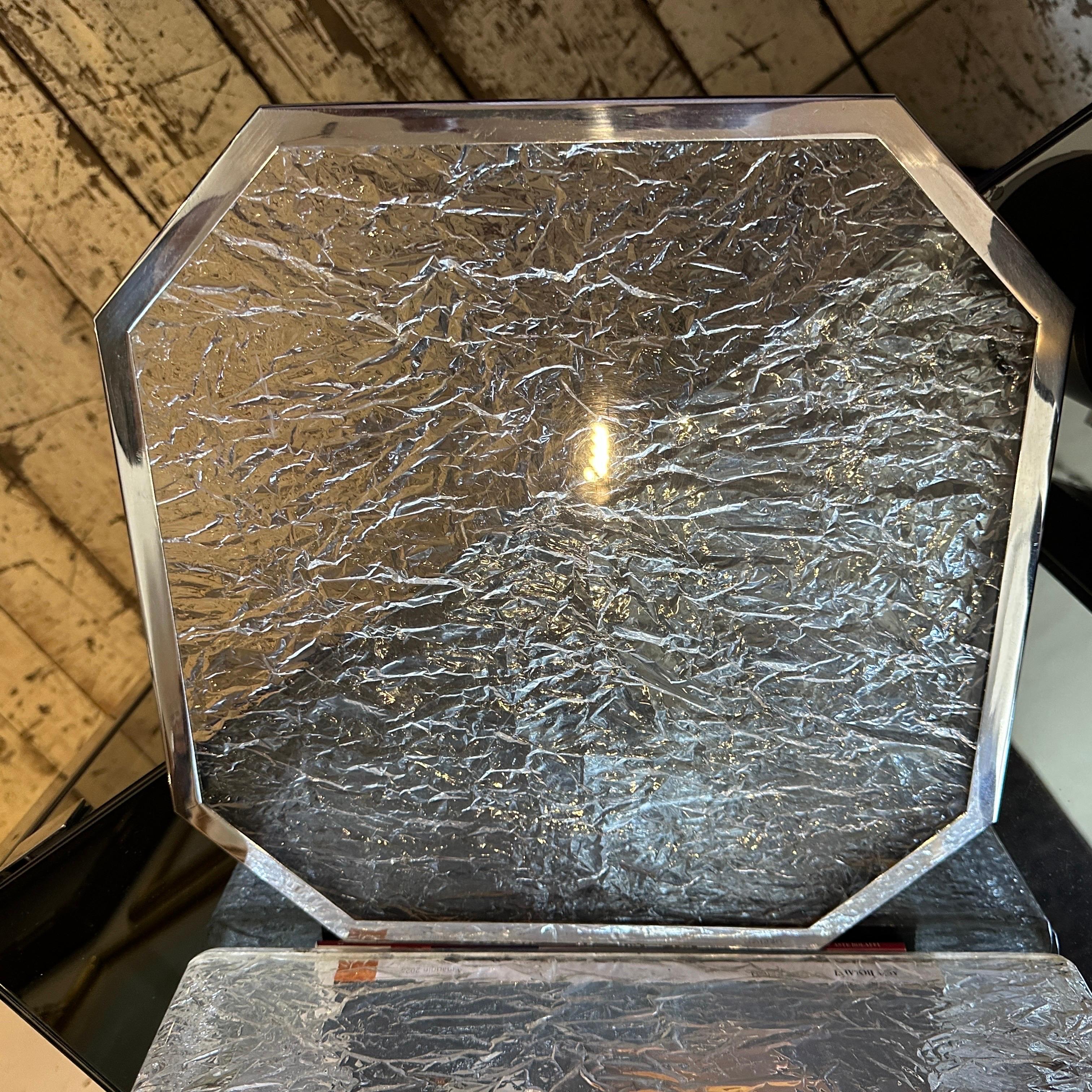 1980s Modernist Ice Lucite and Silver plated Italian Tray by Ulderico Cavinato For Sale 5