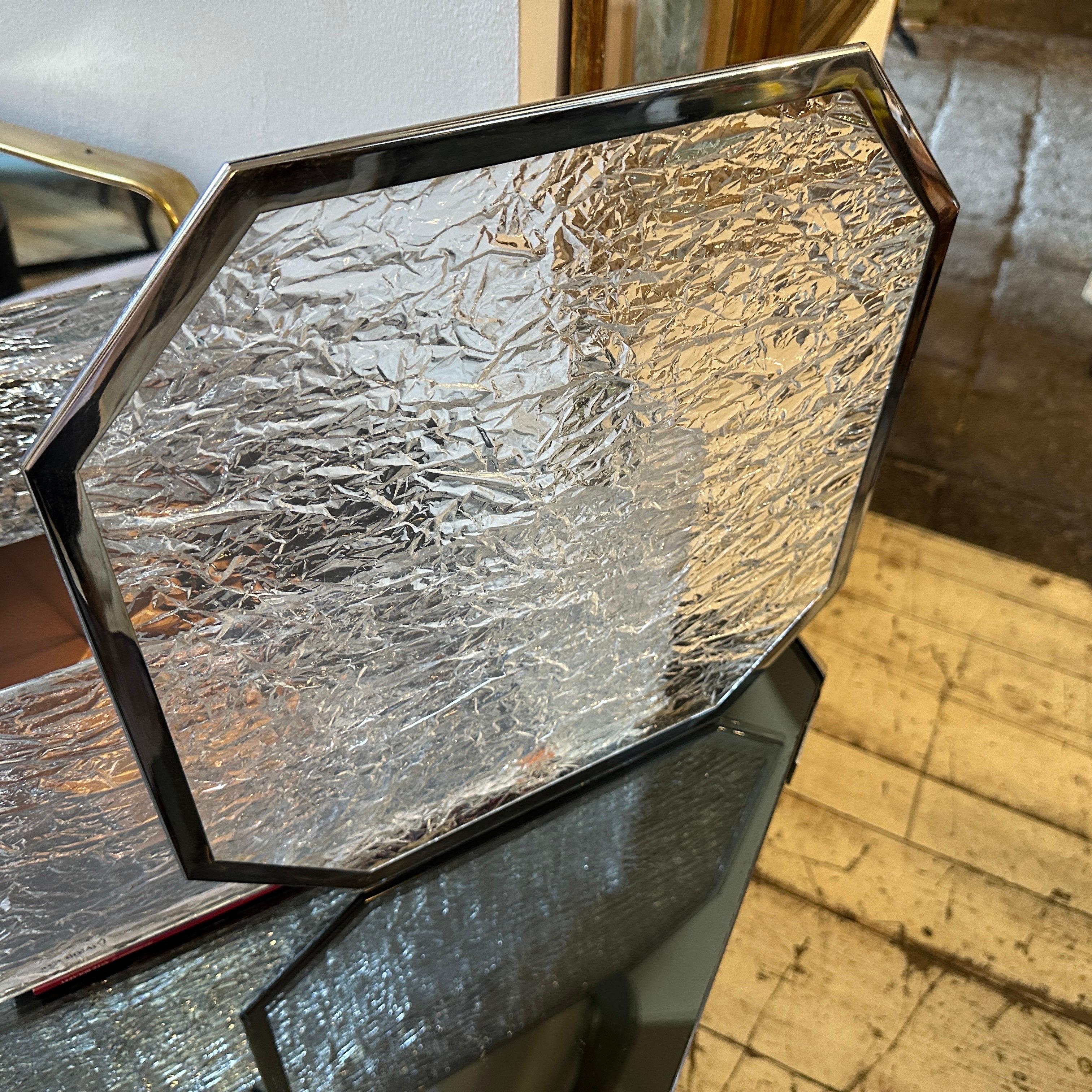 1980s Modernist Ice Lucite and Silver plated Italian Tray by Ulderico Cavinato In Excellent Condition For Sale In Aci Castello, IT