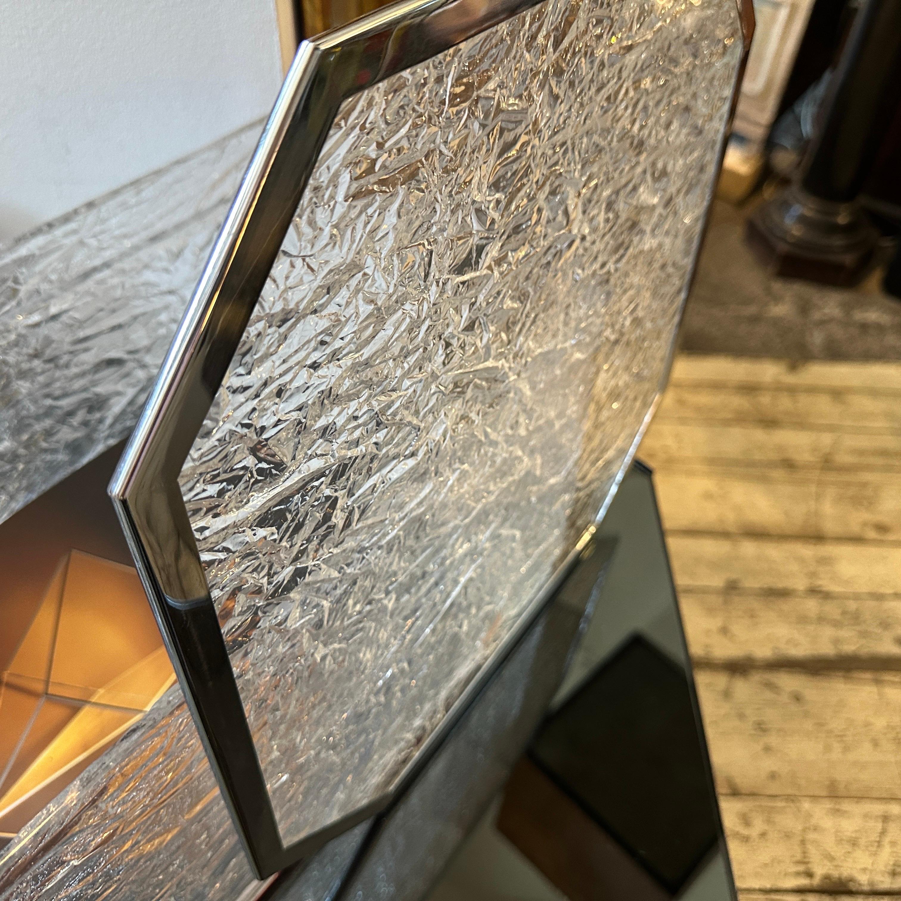 20th Century 1980s Modernist Ice Lucite and Silver plated Italian Tray by Ulderico Cavinato For Sale
