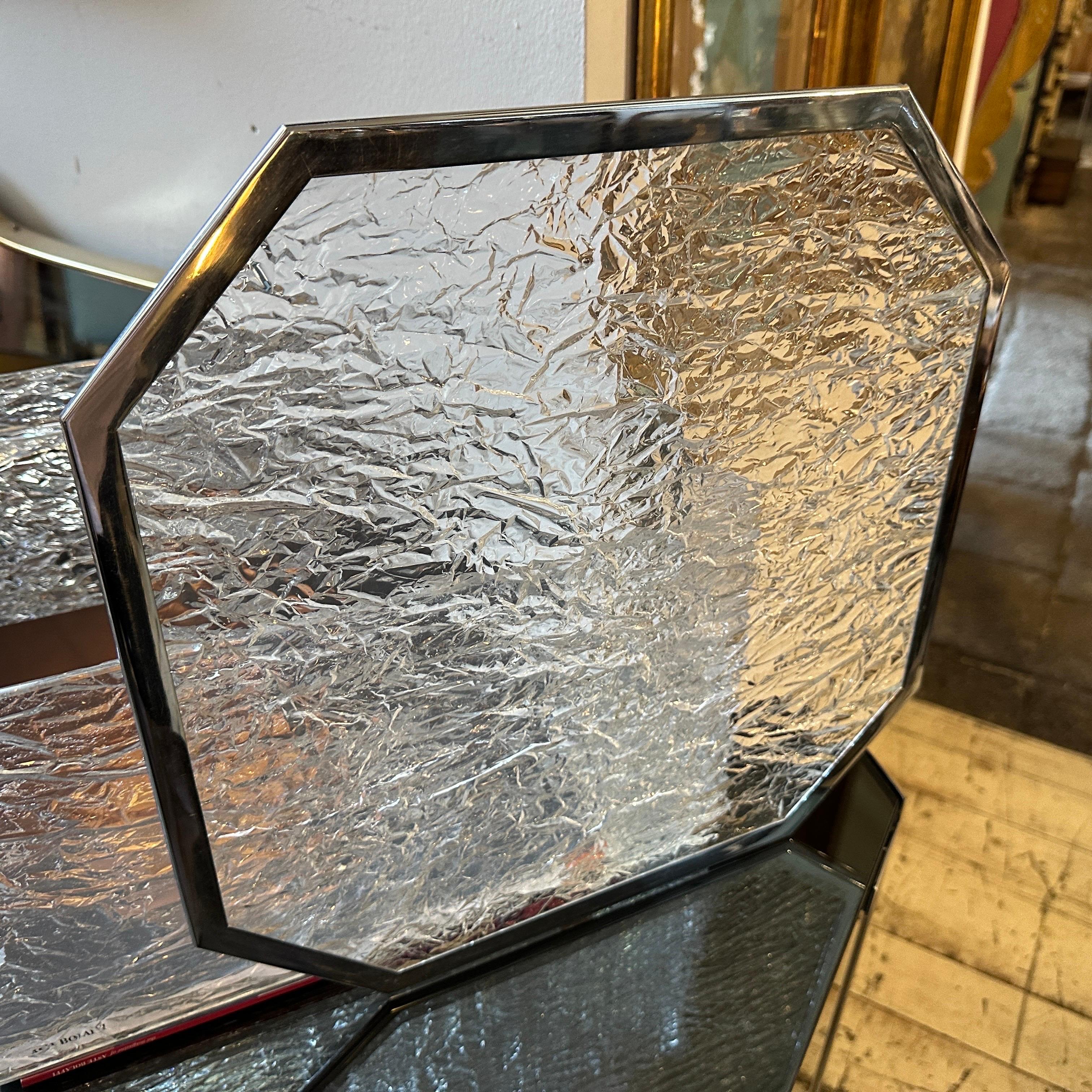 Silver Plate 1980s Modernist Ice Lucite and Silver plated Italian Tray by Ulderico Cavinato For Sale