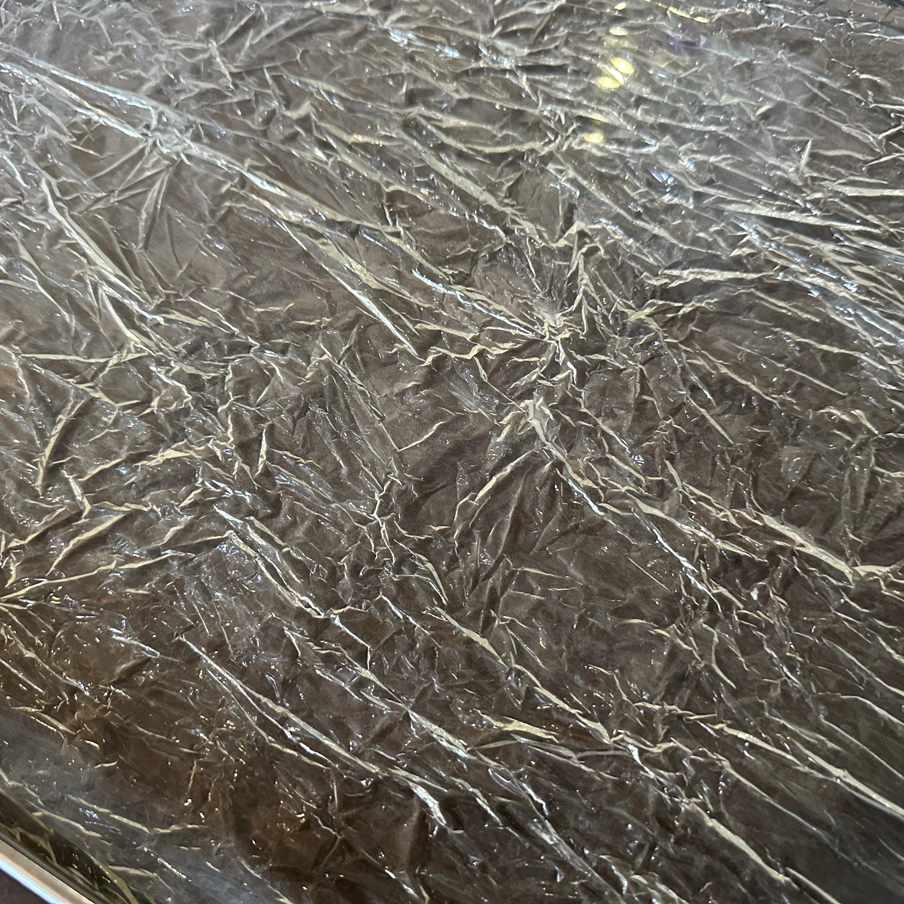 1980s Modernist Ice Lucite and Silver plated Italian Tray by Ulderico Cavinato For Sale 4