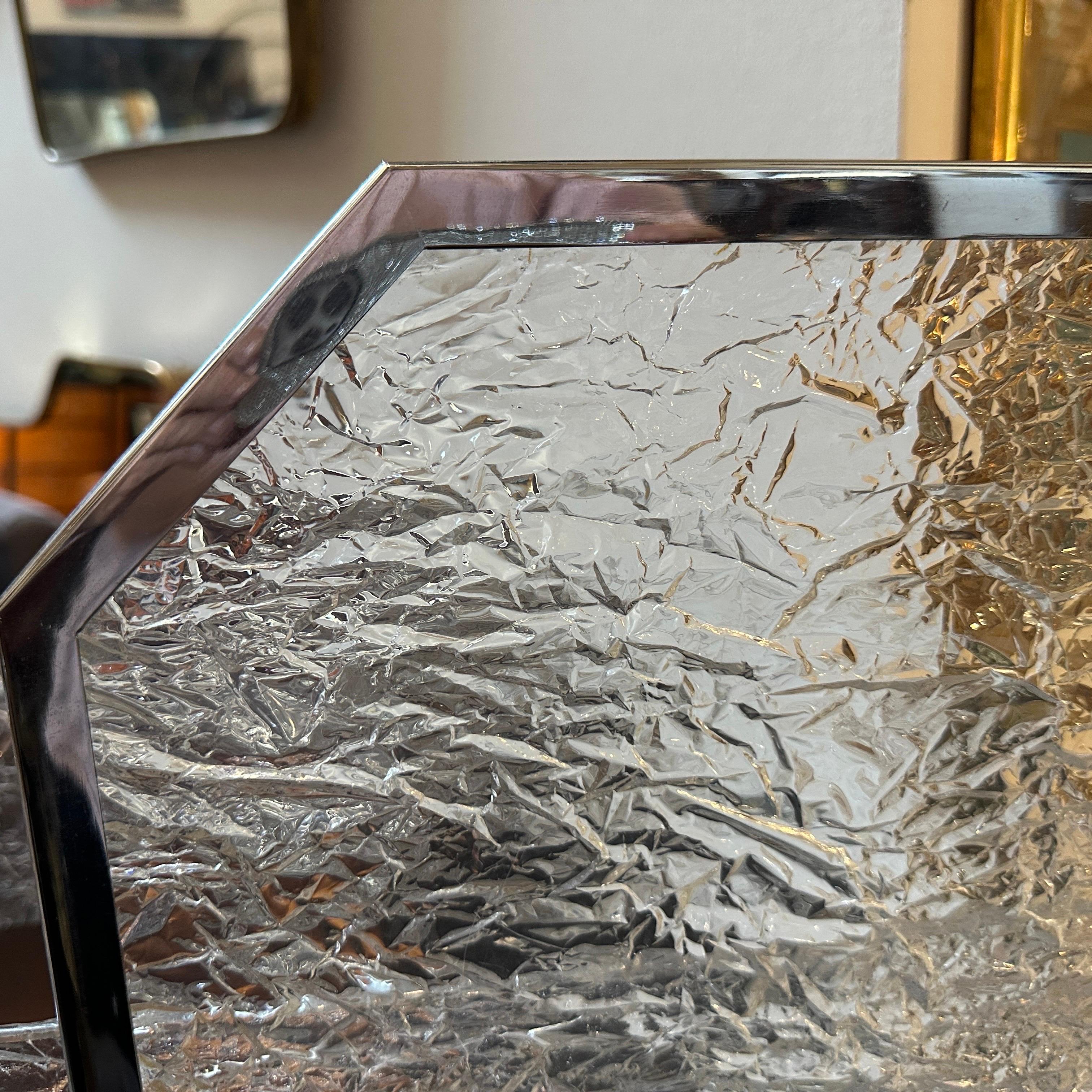 1980s Modernist Ice Lucite and Silver plated Italian Tray by Ulderico Cavinato For Sale 4
