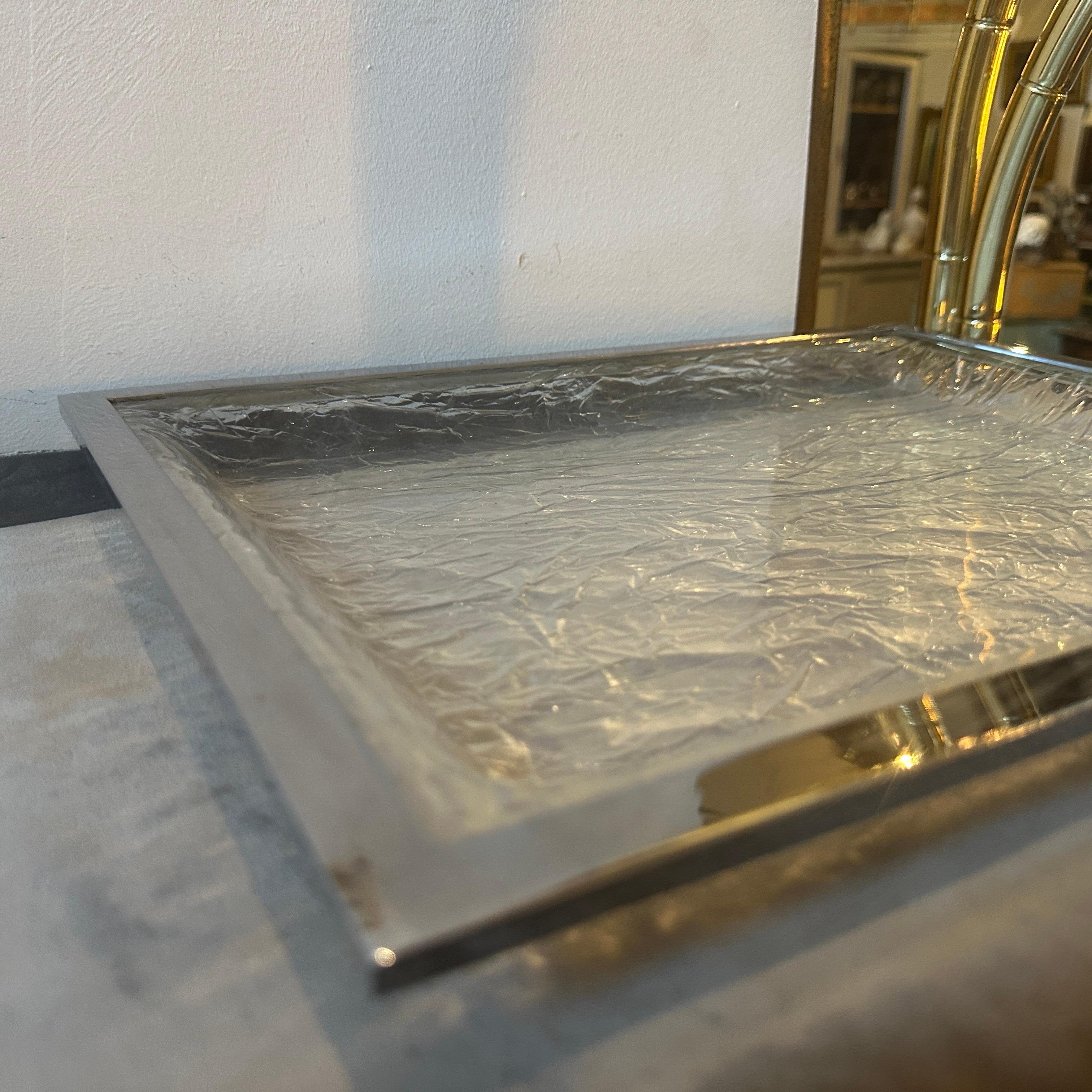 Silver Plate 1980s Modernist Lucite and Silver plated Italian Tray by Ulderico Cavinato