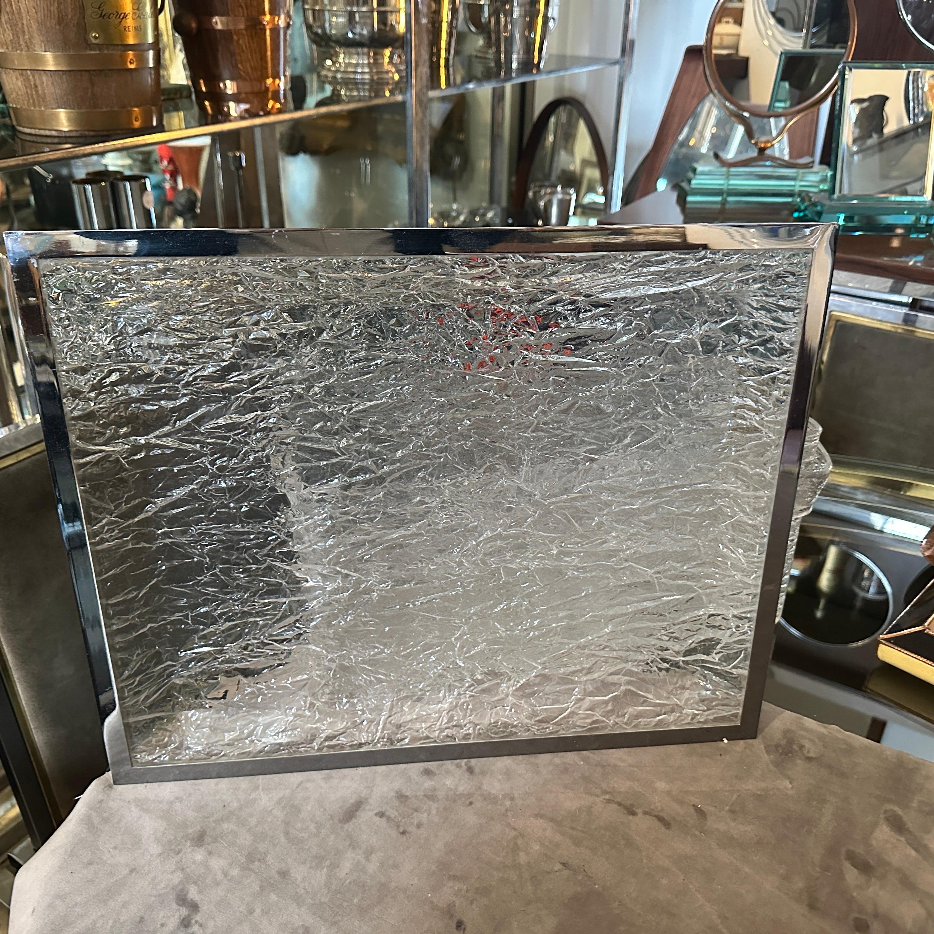 Bandeja italiana modernista de lucita y baño de plata de los años 80, de Ulderico Cavinato Chapado en plata en venta