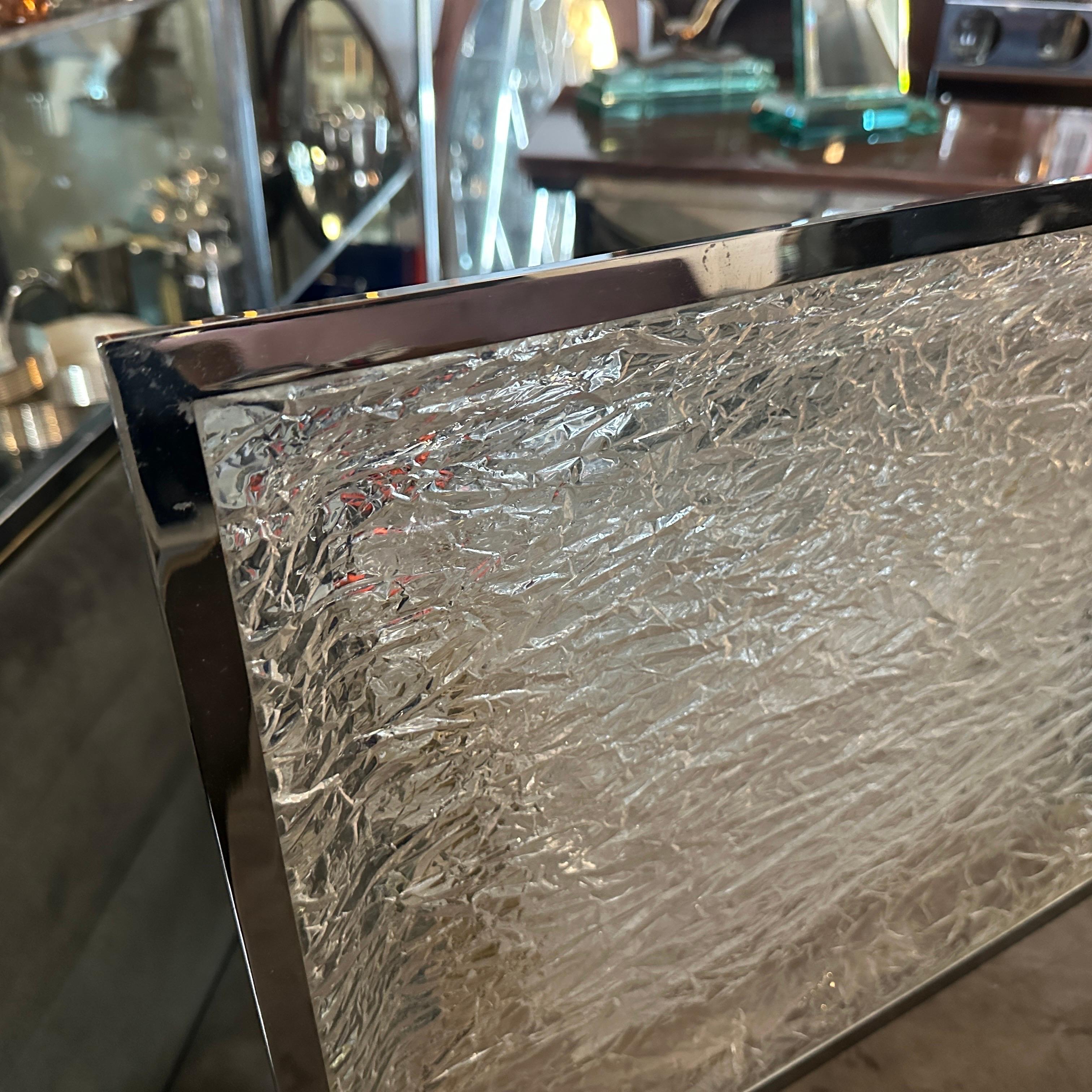 Bandeja italiana modernista de lucita y baño de plata de los años 80, de Ulderico Cavinato en venta 2
